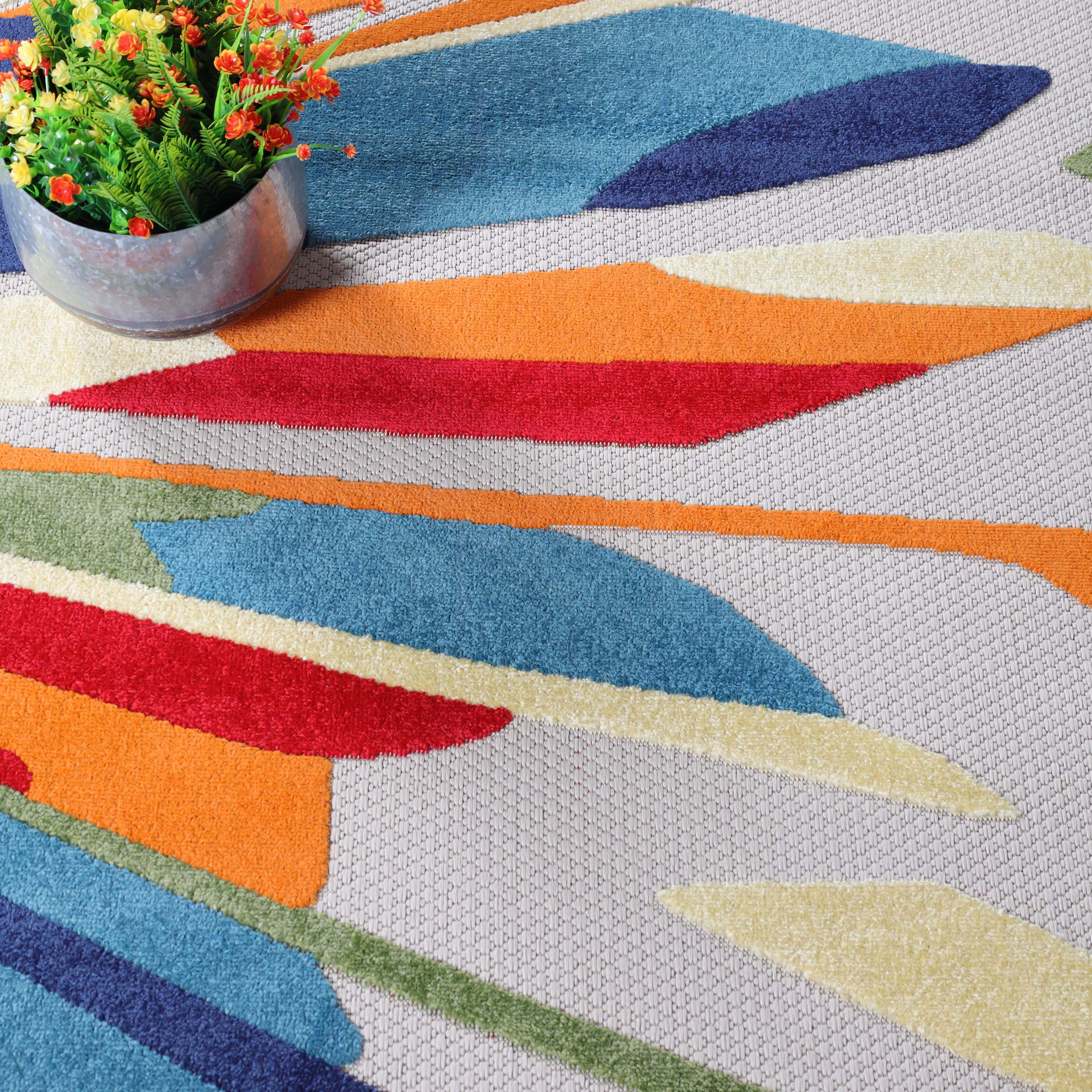 Leander Modern Geometric Abstract Indoor/Outdoor Area Rug - Non-Slip Living Room Carpet, Bedroom Runner for Home Decor | Perfect for Hallway, Patio & Office Spaces