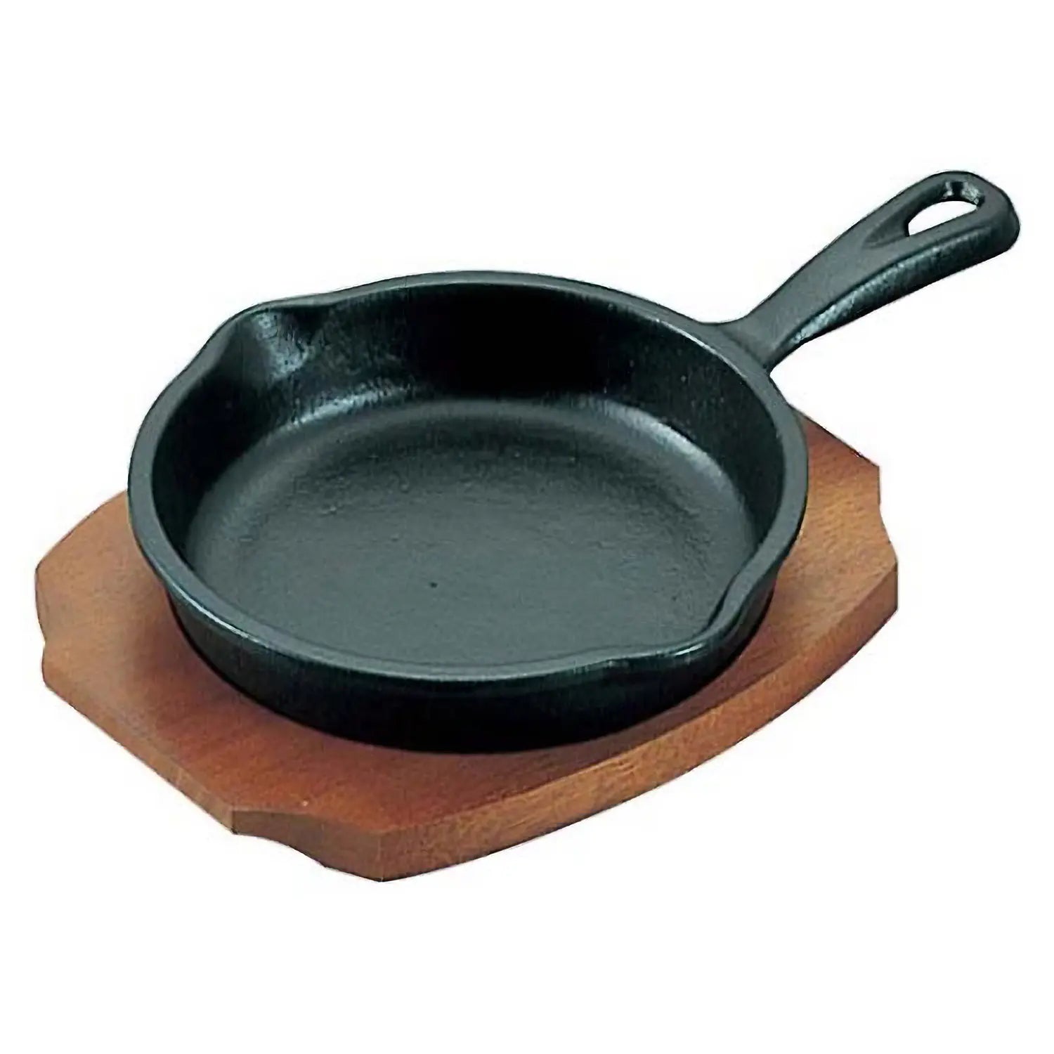 Premium Asahi Chuzo Cast Iron Sizzler Platter - Small Size with Handle & Dual Spouts for Steak, Fajitas & Sizzling Dishes - Perfect for Restaurants, Home Cooking & Outdoor BBQs