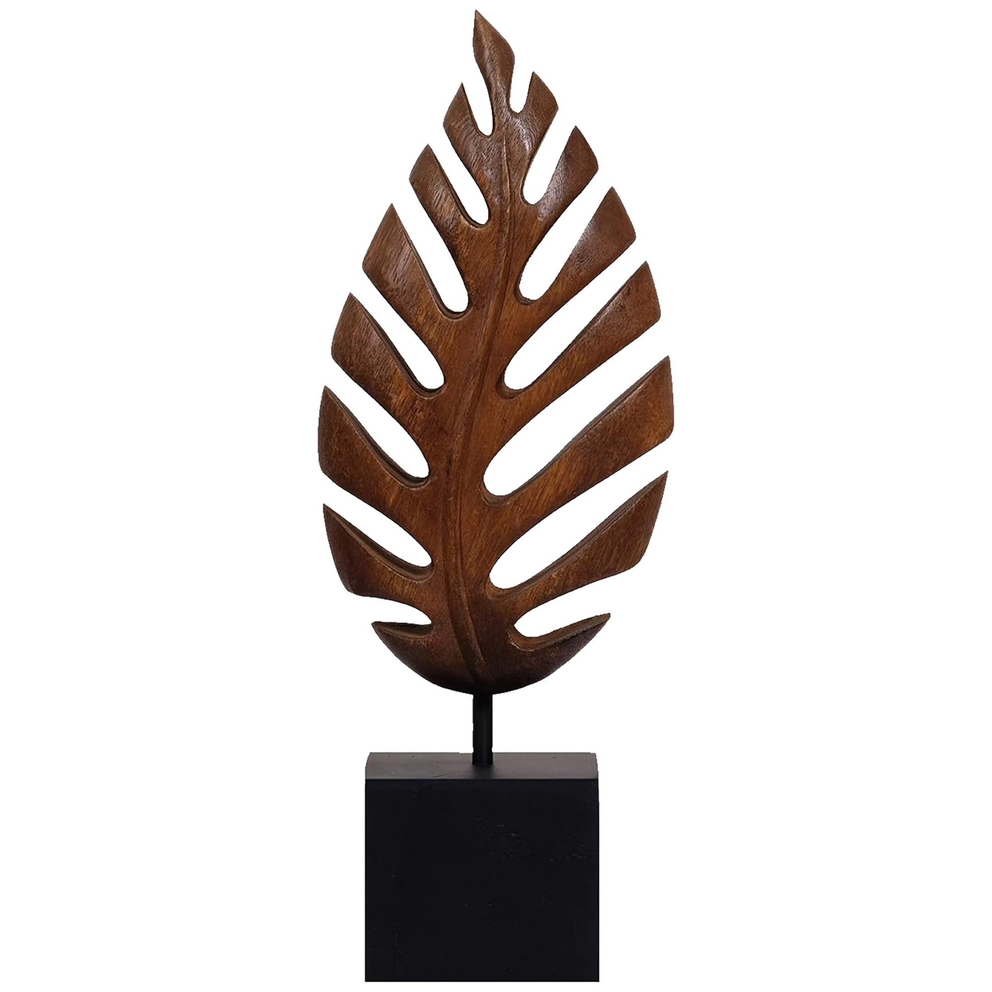 Decozen Wooden Leaf Sculpture - Unique Mother's Day & Birthday Gift for Mom - Handcrafted Home Decor for Living Room, Office, Shelf, Fireplace, Farmhouse, Tabletop, Boho & Mantle - Perfect for Rustic, Vintage & Modern Interior Design Styles