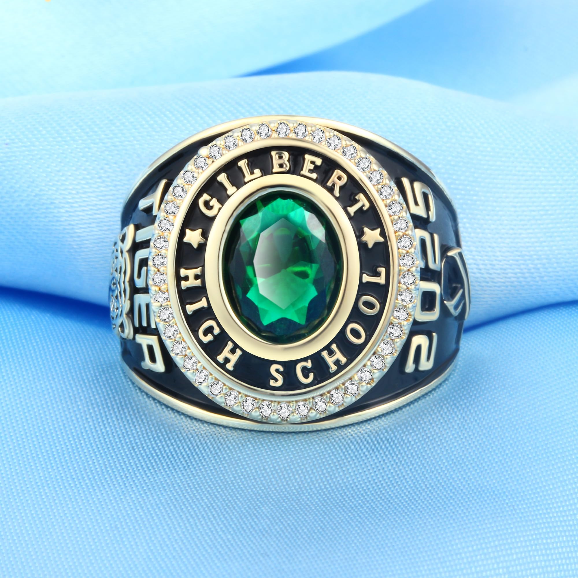 Custom Personalized Class Rings for Men & Women - Gold Plated & Sterling Silver High School & College Rings (Size 5-15) - Perfect for Graduation Gifts, Alumni Pride & Special Occasions