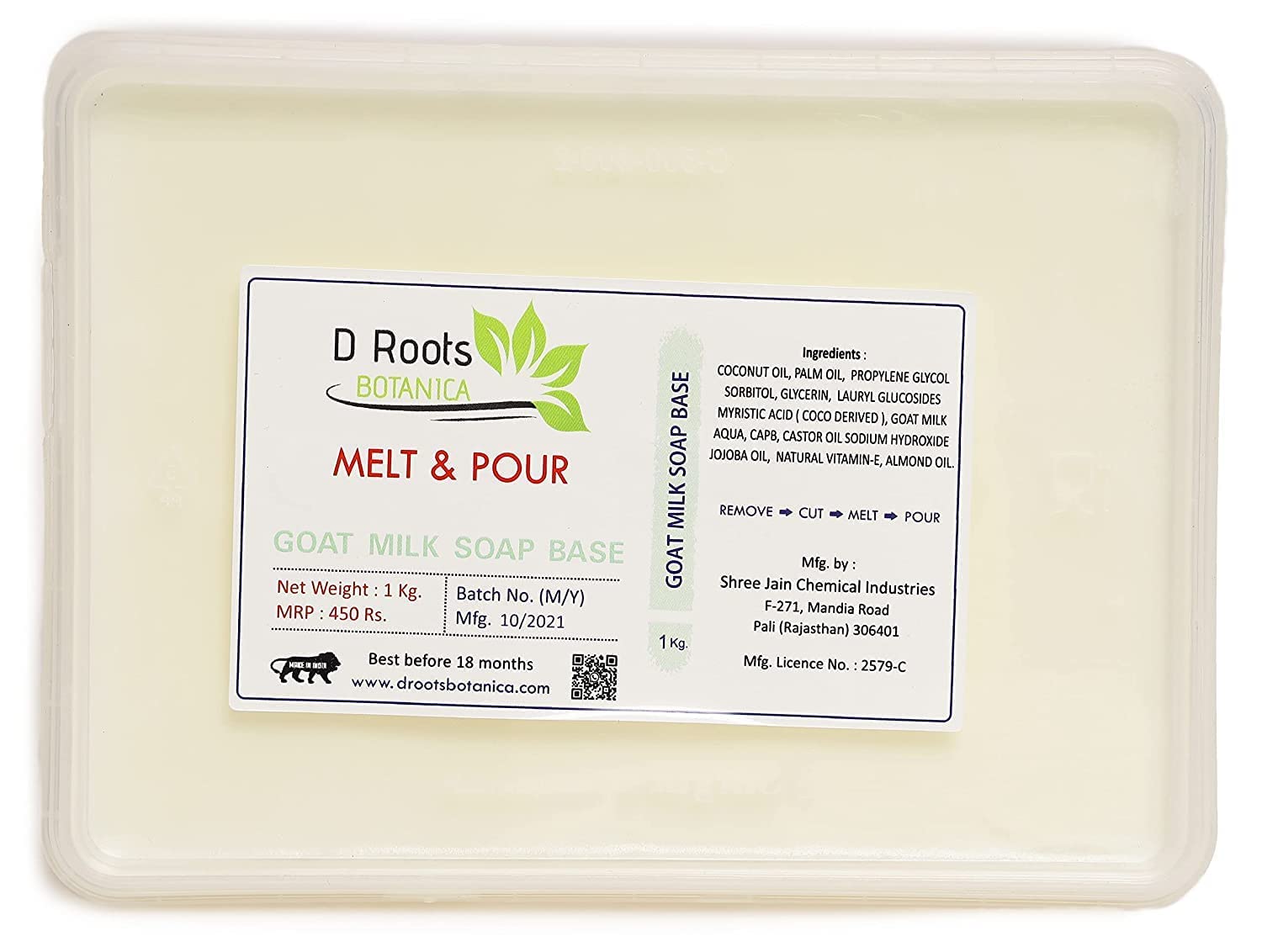 Roots Botanica Goat Milk Melt and Pour Soap Base - Natural Handmade Soap Making Kit (Pack of 2) - Perfect for DIY Crafts, Gifts & Skincare Routine