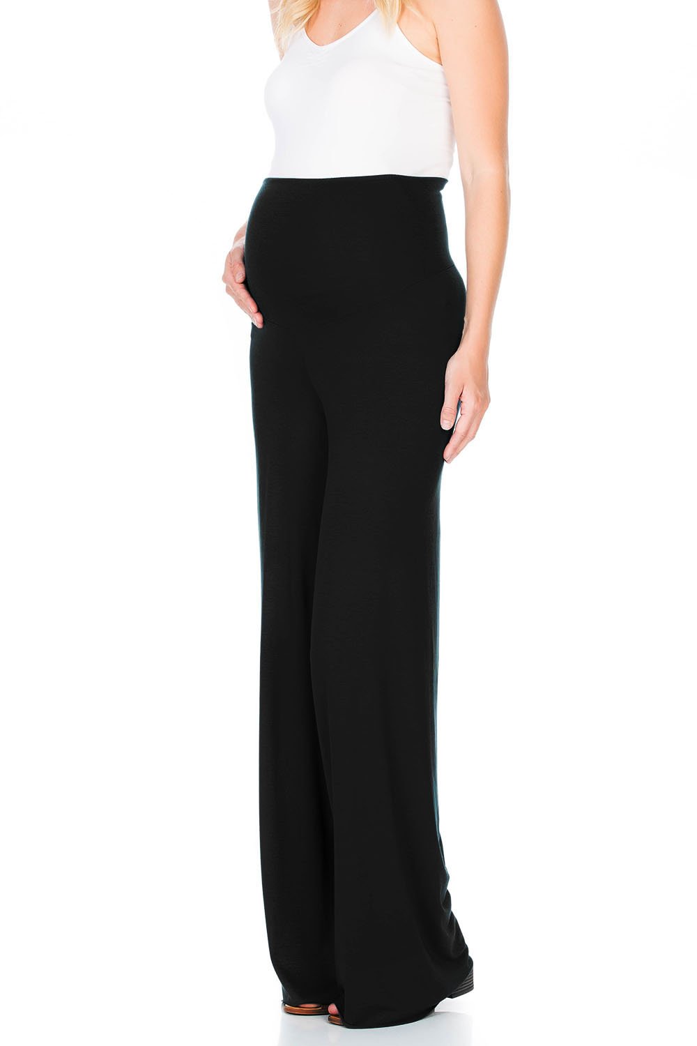 Stylish Maternity Palazzo Pants for Women - Bohemian Floral Print with Tummy Control - Comfortable Pregnancy Clothes for Casual Wear, Work & Special Occasions
