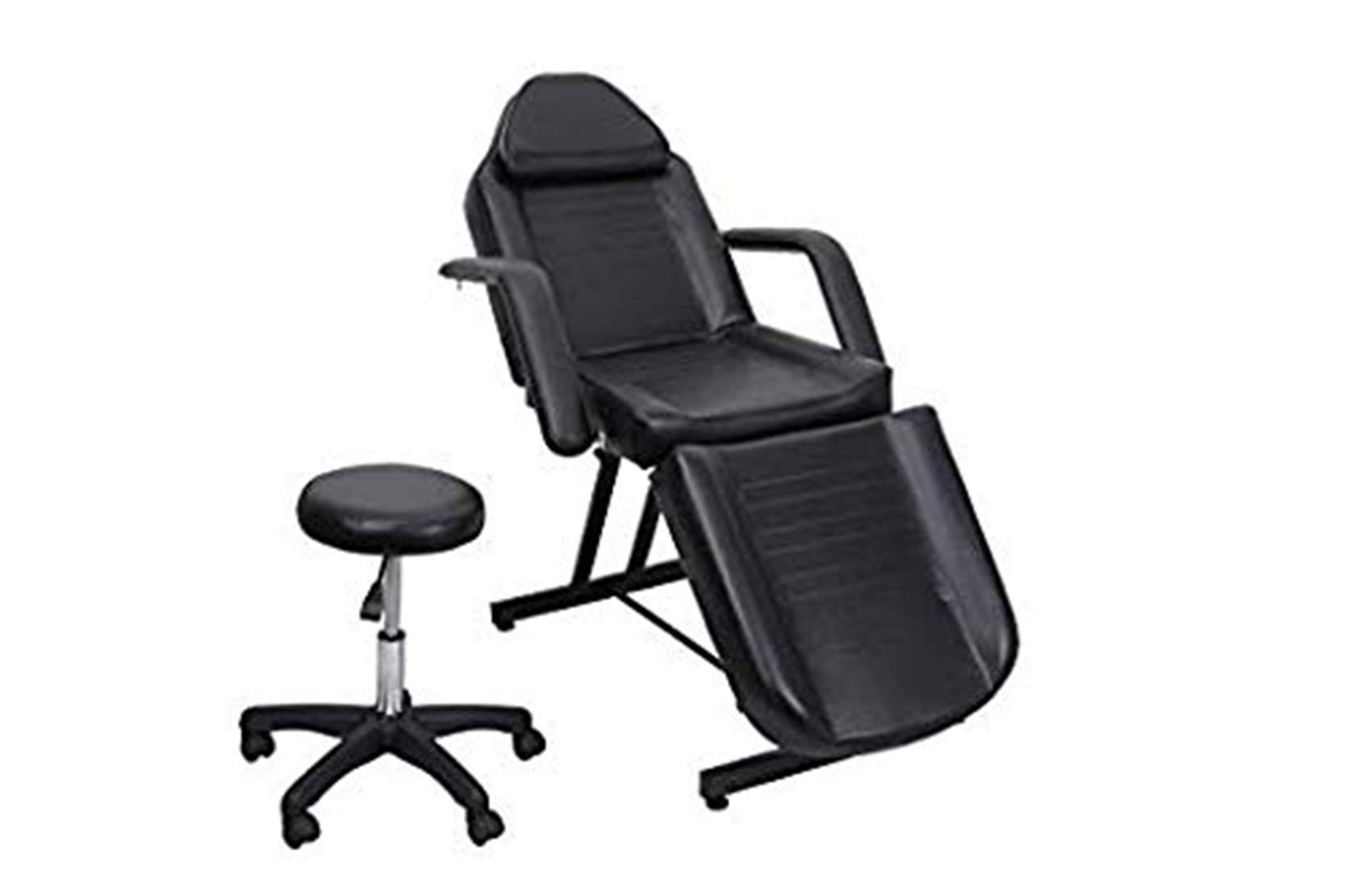 Adjustable Hydraulic Facial Massage Bed with Stool - Salon Barber Spa Beauty Treatment Chair for Acupuncture & Relaxation | Perfect for Home & Professional Use