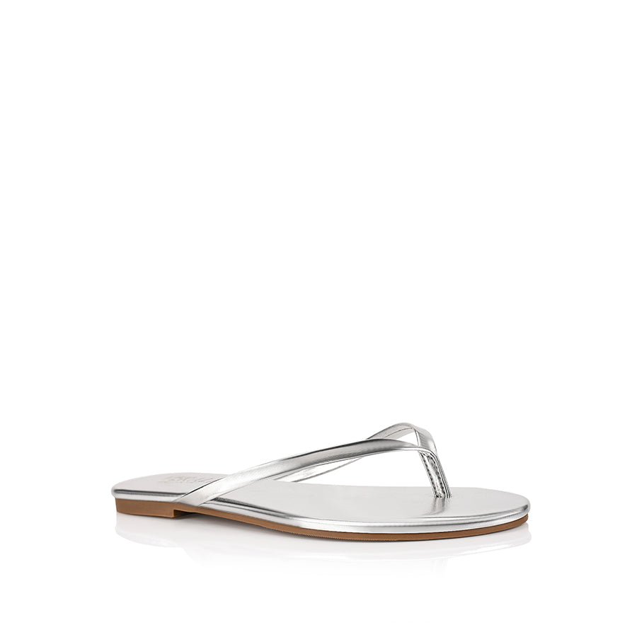 Tori Thongs Women's Sandals - Silver Metallic Gladiator Flip Flops for Beach, Pool & Summer Outfits