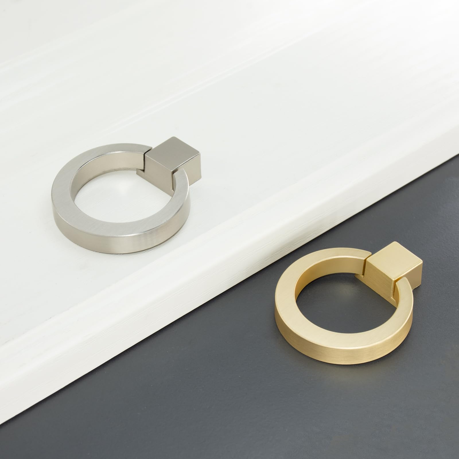 Brushed Brass Cabinet Knobs - Zinc Alloy Round Drawer Pulls for Kitchen Cabinets & Doors - Gold Hardware Handles (2 Pack) - Perfect for Home Renovation, Furniture Upgrades & DIY Projects