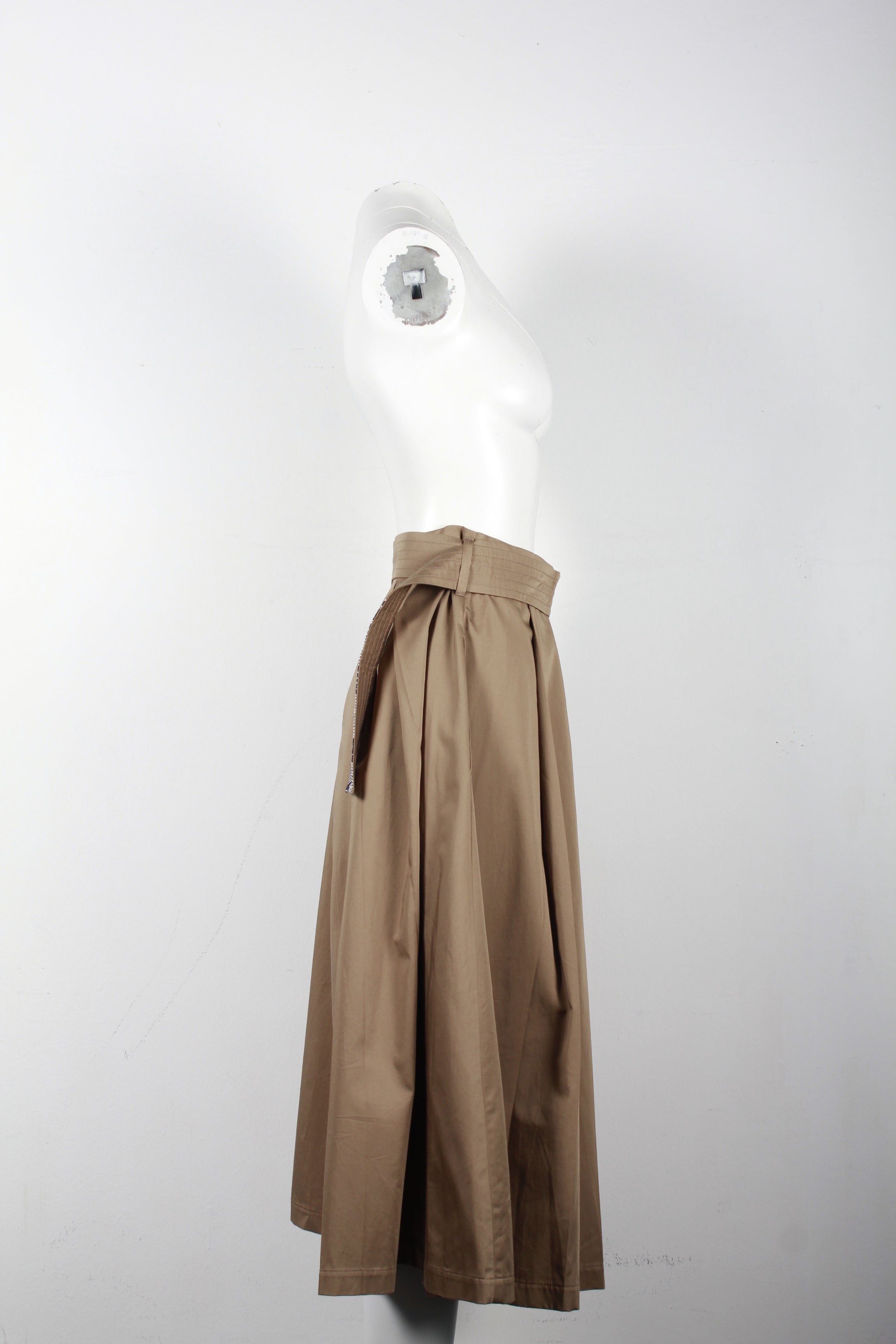 Max Mara Beige Cotton Pleated Midi Skirt for Women | Elegant Office & Party Wear | Perfect for Work, Weddings & Special Occasions