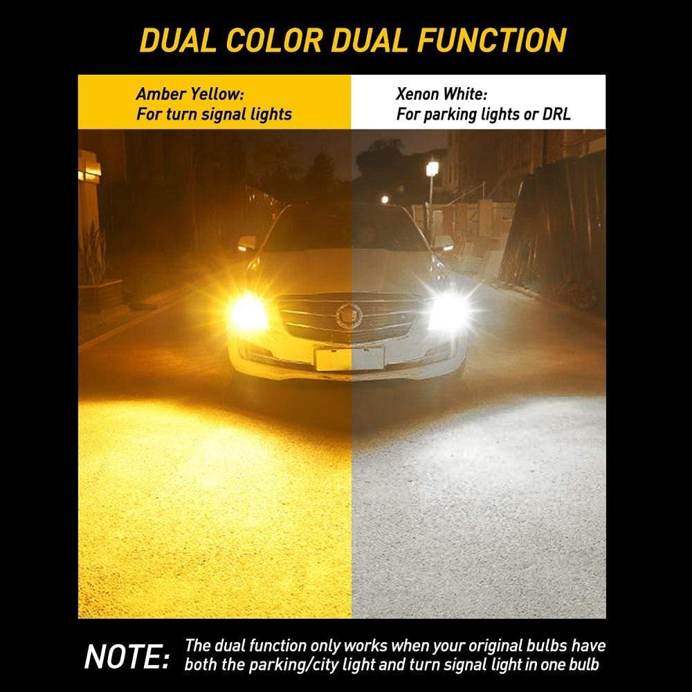 AUXITO 3157 4157 LED Bulb - Dual Color Switchback White & Amber - Projector Turn Signal Lights - Perfect for Car, Truck, SUV & Motorcycle Headlight Upgrades