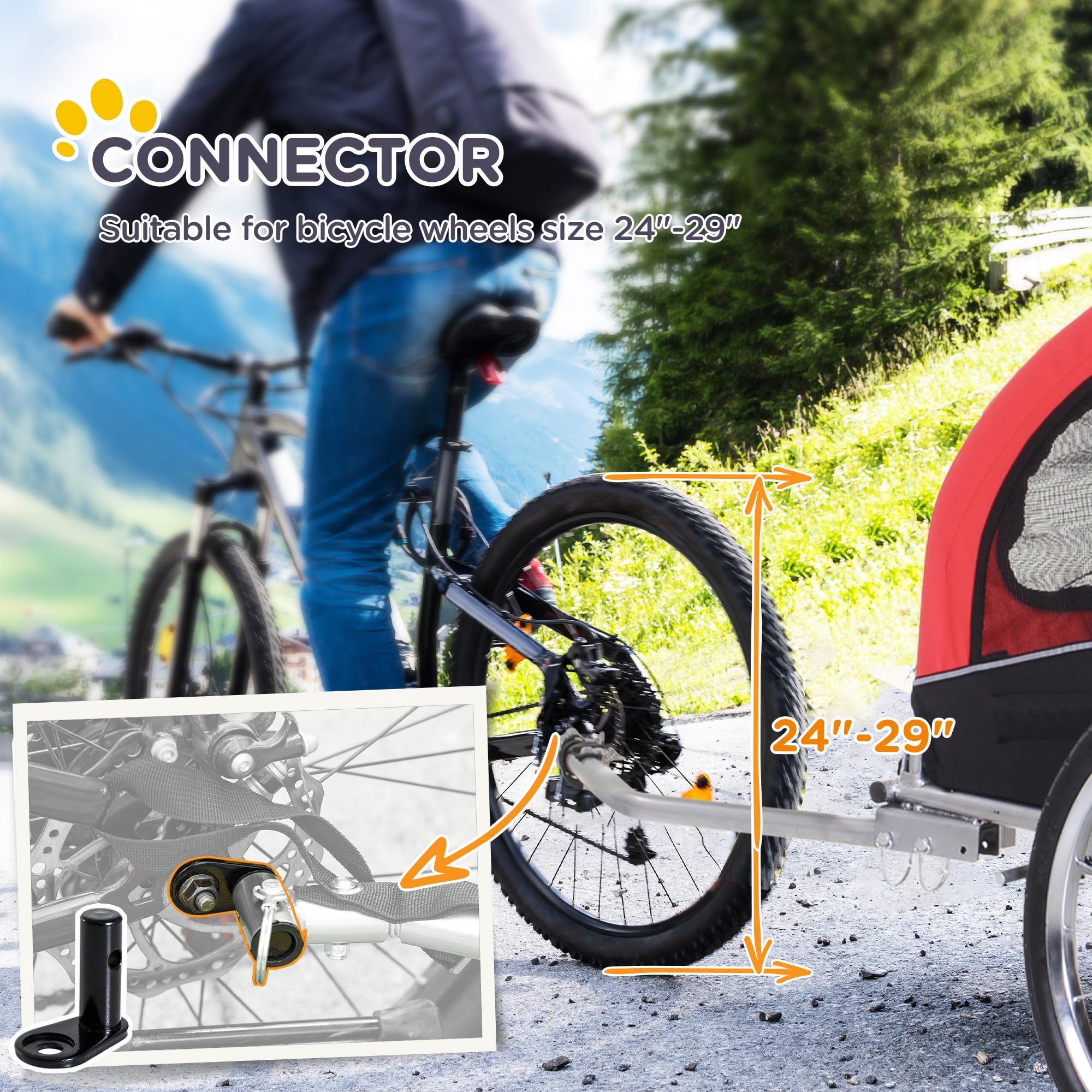 Aosom 2-in-1 Dog Bike Trailer & Pet Stroller with Canopy, Storage Pockets - Perfect for Cycling Adventures & Outdoor Walks with Your Pet