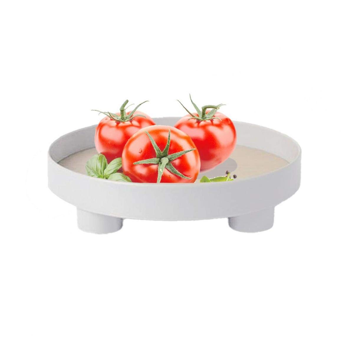 Round Wooden Fruit Tray - Multifunctional Decorative Storage Tray for Perfume, Jewelry, Keys | Desktop Organizer for Home, Office, Kitchen & Bathroom - White