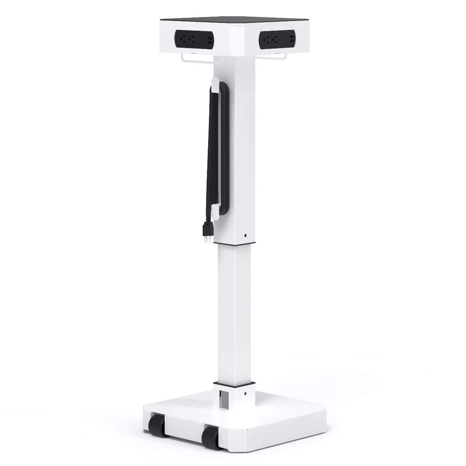Offex White Mobile AC and USB Charging Tower - Fast Charging Station for 16 Devices | Perfect for Home, Office, and Travel Use
