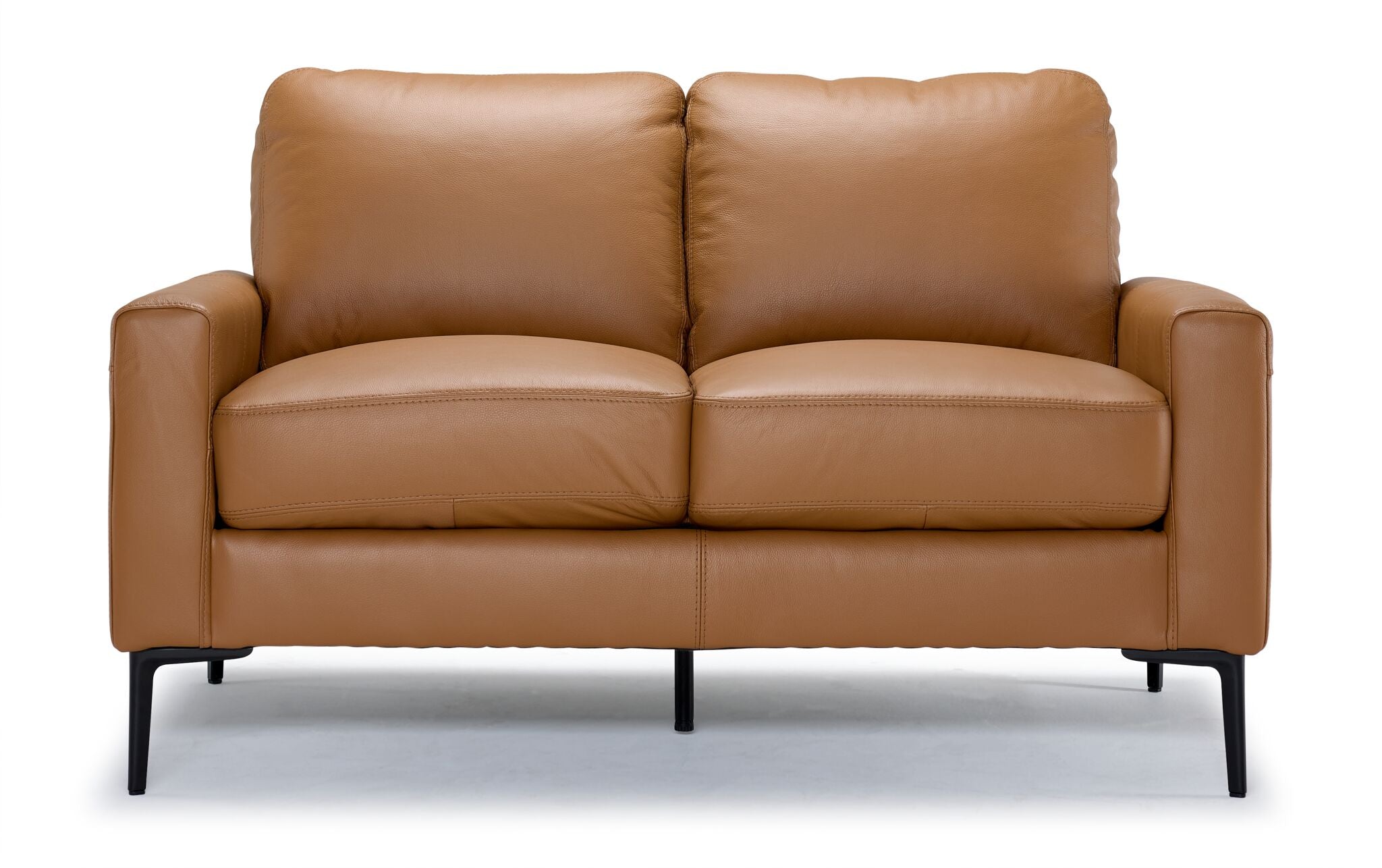Premium Chito Leather Loveseat Sofa - Genuine Saddle Brown Leather Couch for Living Room, Lounge & Office - Comfortable 2-Seater for Home Decor