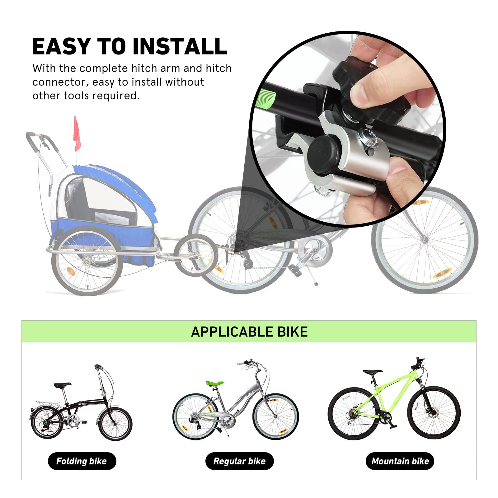 Quick Release Bike Trailer Hitch Coupler Adapter - Heavy Duty Steel Connector for Pet & Cargo Bike Trailers - Perfect for Cycling, Commuting & Family Outdoors Adventures