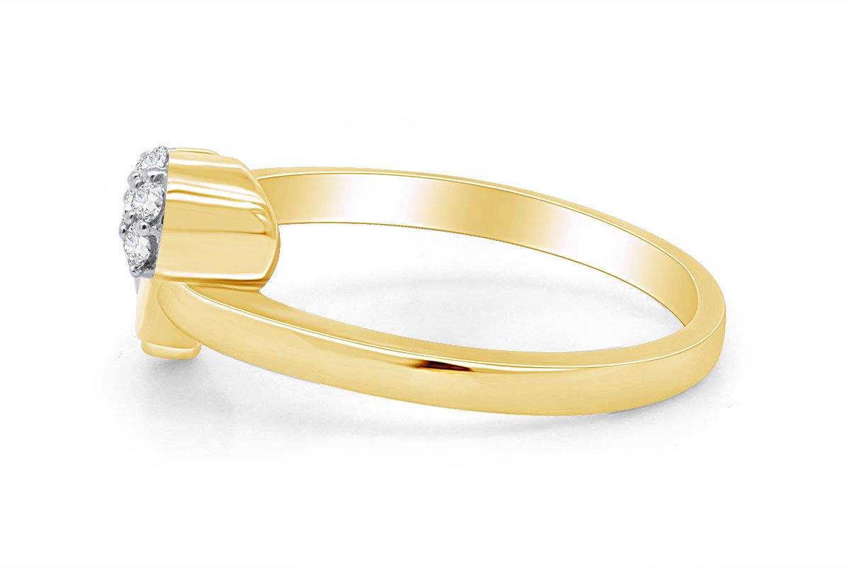 Round White Natural Diamond Accent Mic & Music Note Two Tone Ring - Elegant Jewelry for Musicians, Singers & Music Lovers - Perfect Gift for Performances, Concerts & Special Occasions