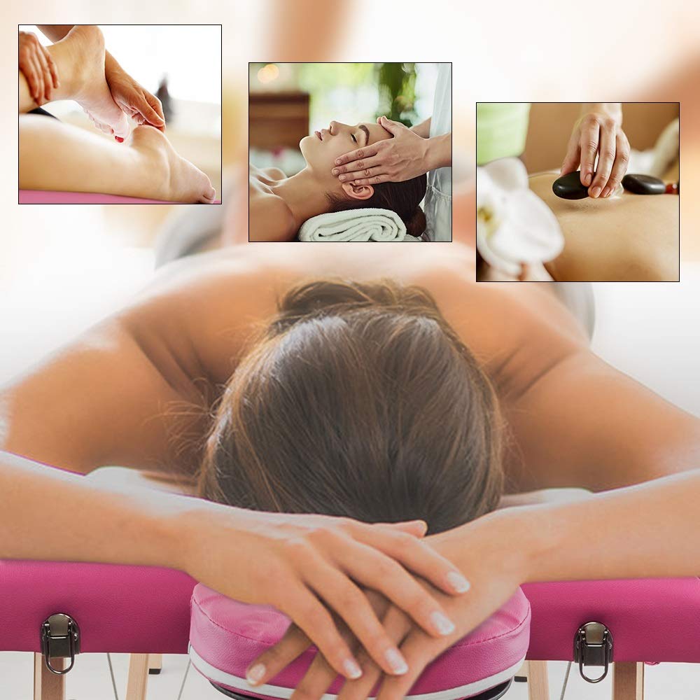 Pink 3-Section Folding Portable Massage Table Set - 70CM Wide for Home Spa, Salon & Professional Use