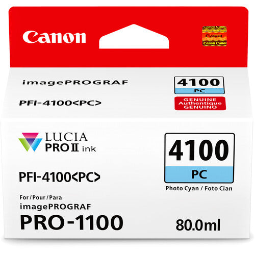 Canon PFI 4100 Photo Cyan Pigment Ink Tank (80mL) - High-Quality Ink for Canon Printers - Perfect for Photo Printing & Professional Documents
