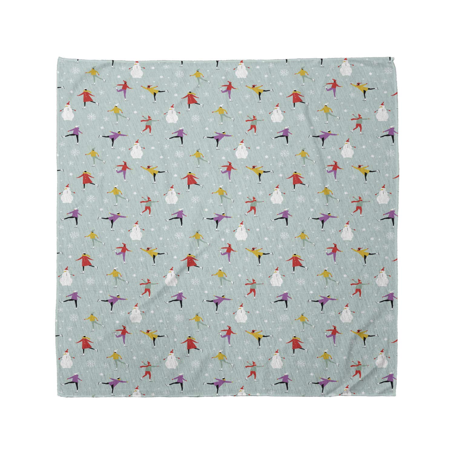 Ambesonne Ice Skates Bandana - Colorful Ice Skating Human Print Unisex Head & Neck Scarf for Winter Sports & Outdoor Activities