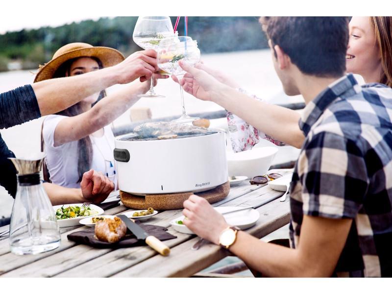 BergHOFF Portable Tabletop BBQ Grill with Stainless Steel Tools - Perfect for Outdoor Picnics, Camping, and Backyard Gatherings - White