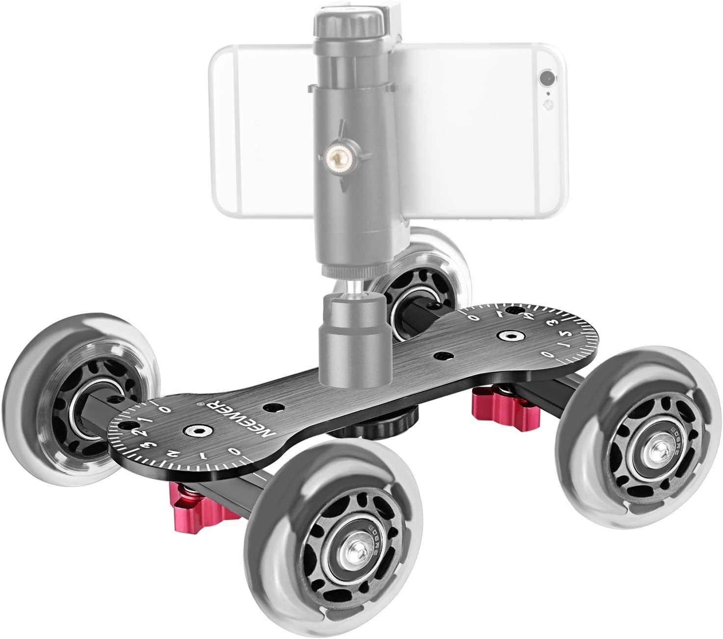 NEEWER Black Camera Table Dolly Slider - Smooth 360° Rolling Motion for DSLR, Mirrorless & Video Cameras - Perfect for Product Photography, Vlogging & Film Making