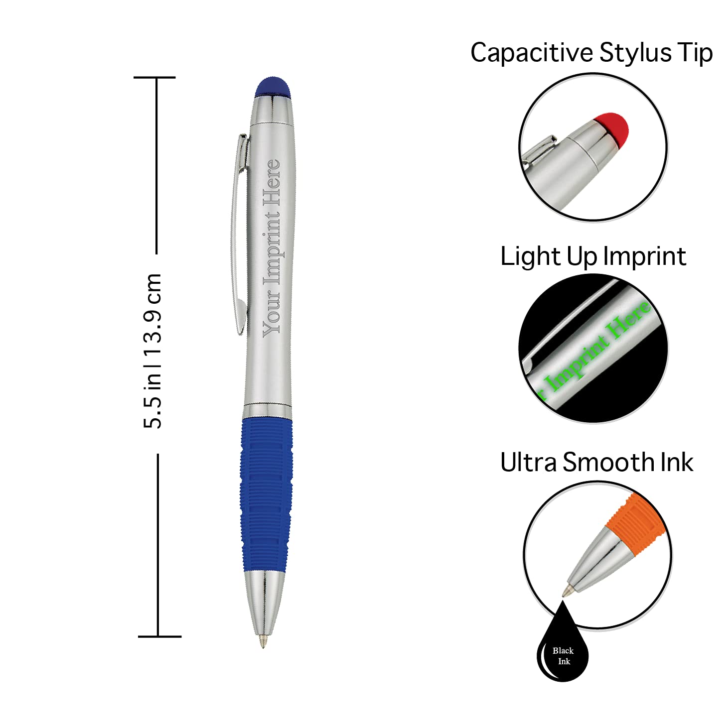 Personalized Engraved Ballpoint Pens - 2 Pack Lumen Light Up Pens with Gift Box | Custom Name or Message Luxury Pen Set | LED Writing Pens for Office, School & Gifts (Aqua Blue)