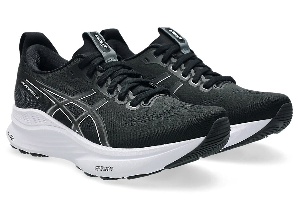 ASICS Women's GEL-Kayano 32 Wide Running Shoes - Black/White (002) - Stability & Cushion for Long Distance Running, Walking & Gym Workouts