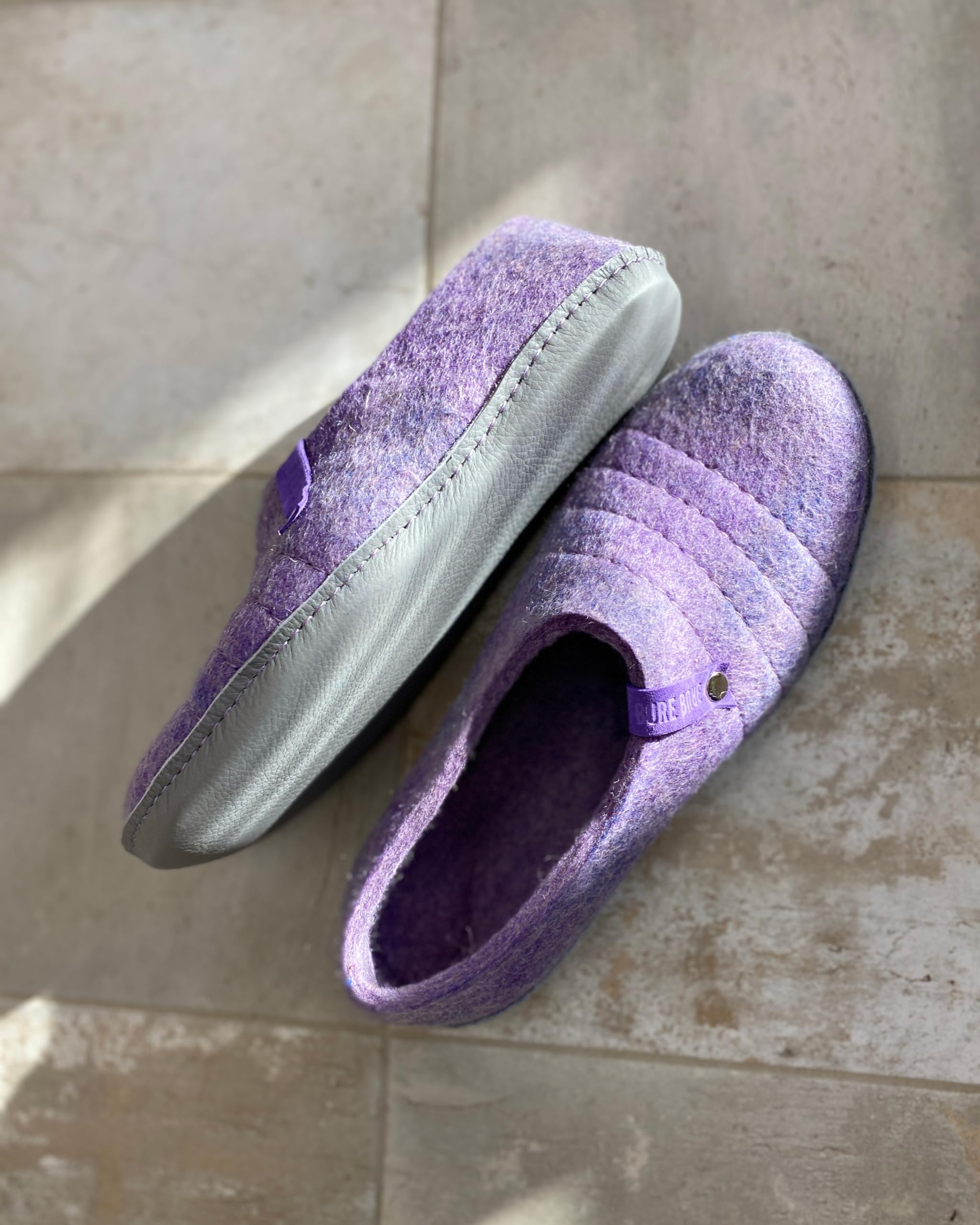 Women's Natural Boiled Wool Slippers - Cozy Felted House Shoes for Women in Coral & Blue | Perfect for Indoor Comfort, Winter Warmth & Relaxation at Home