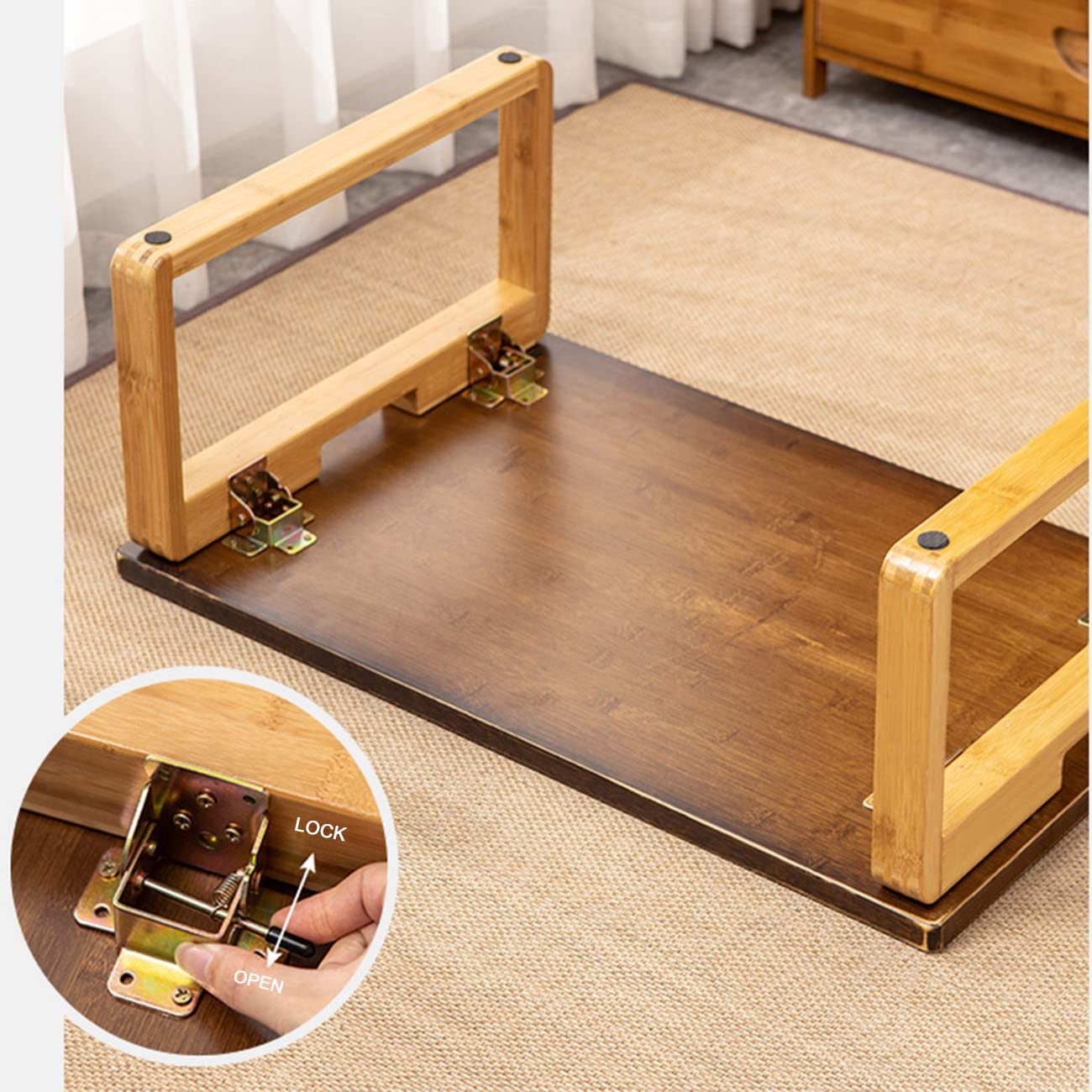 Japanese Style Folding Coffee Table - Multi-Functional Tatami Table for Living Room, Bedroom & Office - 60kg Weight Capacity - Perfect for Reading, Tea Time & Remote Work (Brown, 80x50x31cm) - Compact & Space-Saving Design for Small Apartments