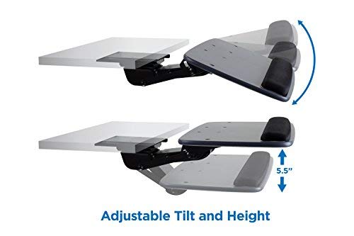 Mount-It! Adjustable Under Desk Keyboard Tray with Ergonomic Wrist Rest - 17.25