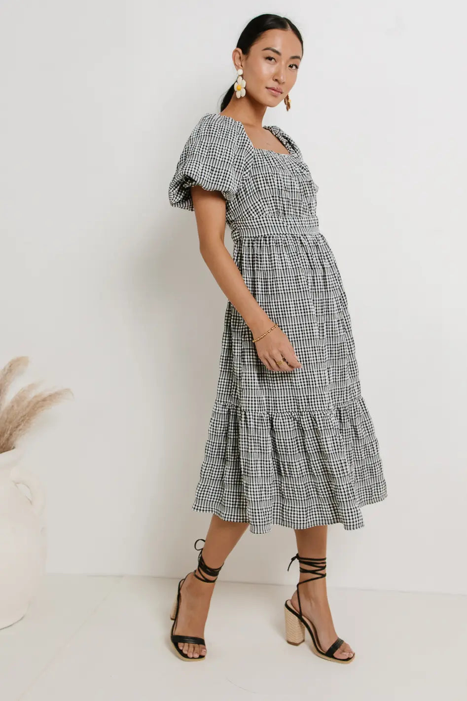 Laney Black Gingham Dress for Women - Casual Summer Dress for Picnics, Dates & Outdoor Events