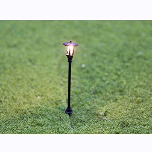 1:150 Scale Miniature Black N Gauge Model Lamppost Lights - Pack of 10 for Train Set Scenery, Diorama Displays & Christmas Village Decorations
