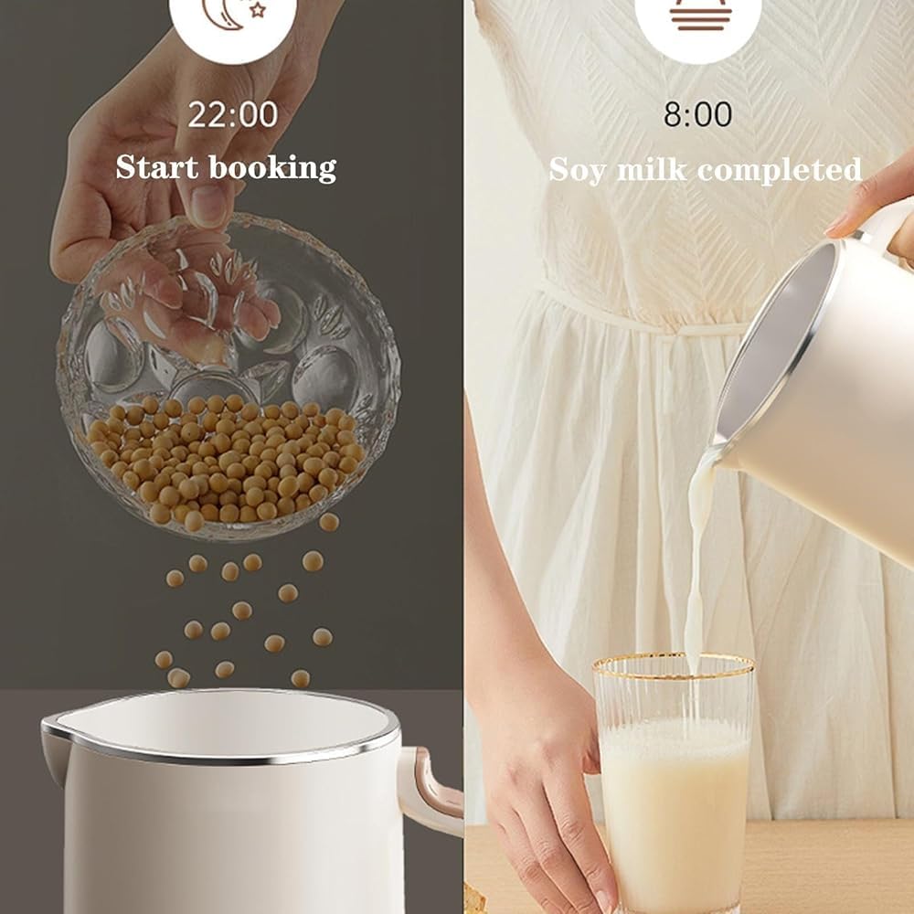 8-in-1 Nut Milk Maker Machine for Homemade Almond, Oat, Coconut & Soy Milk - Automatic Plant-Based Non-Dairy Beverage Maker with Delay Start, Keep Warm & Boil Water Functions - Perfect for Vegan, Keto & Healthy Lifestyles