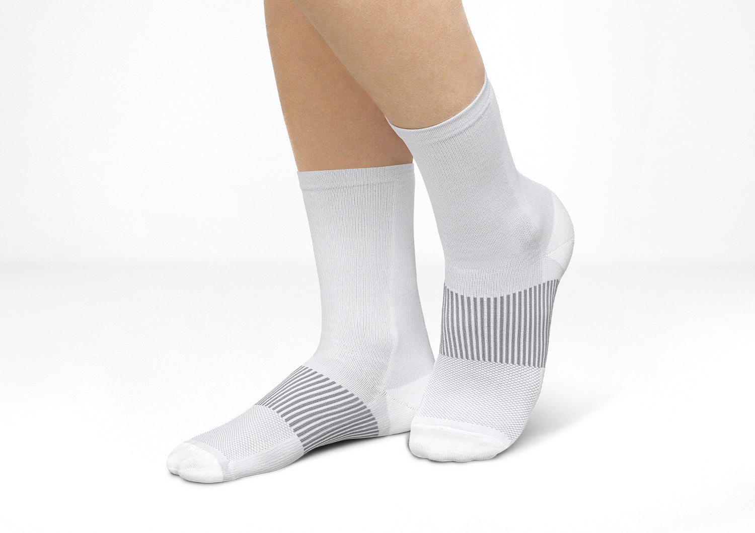 18-25 mmHg Mid Calf Compression Socks for Women & Men - White - Perfect for Running, Travel & Circulation Support
