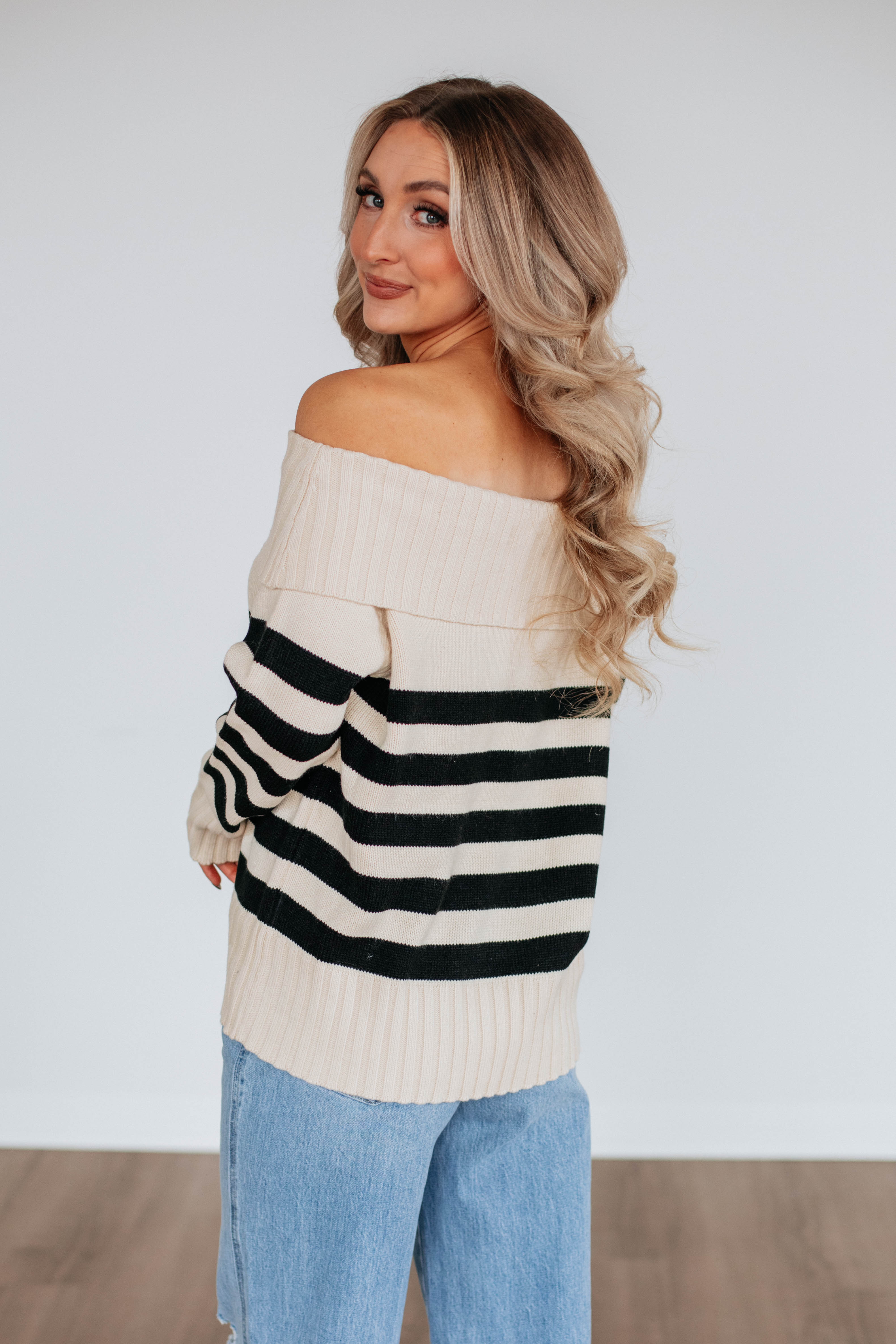 Chantelle Women's Off The Shoulder Knit Sweater - Soft Cream Pullover for Fall & Winter | Casual Outfit, Date Night, Office Wear