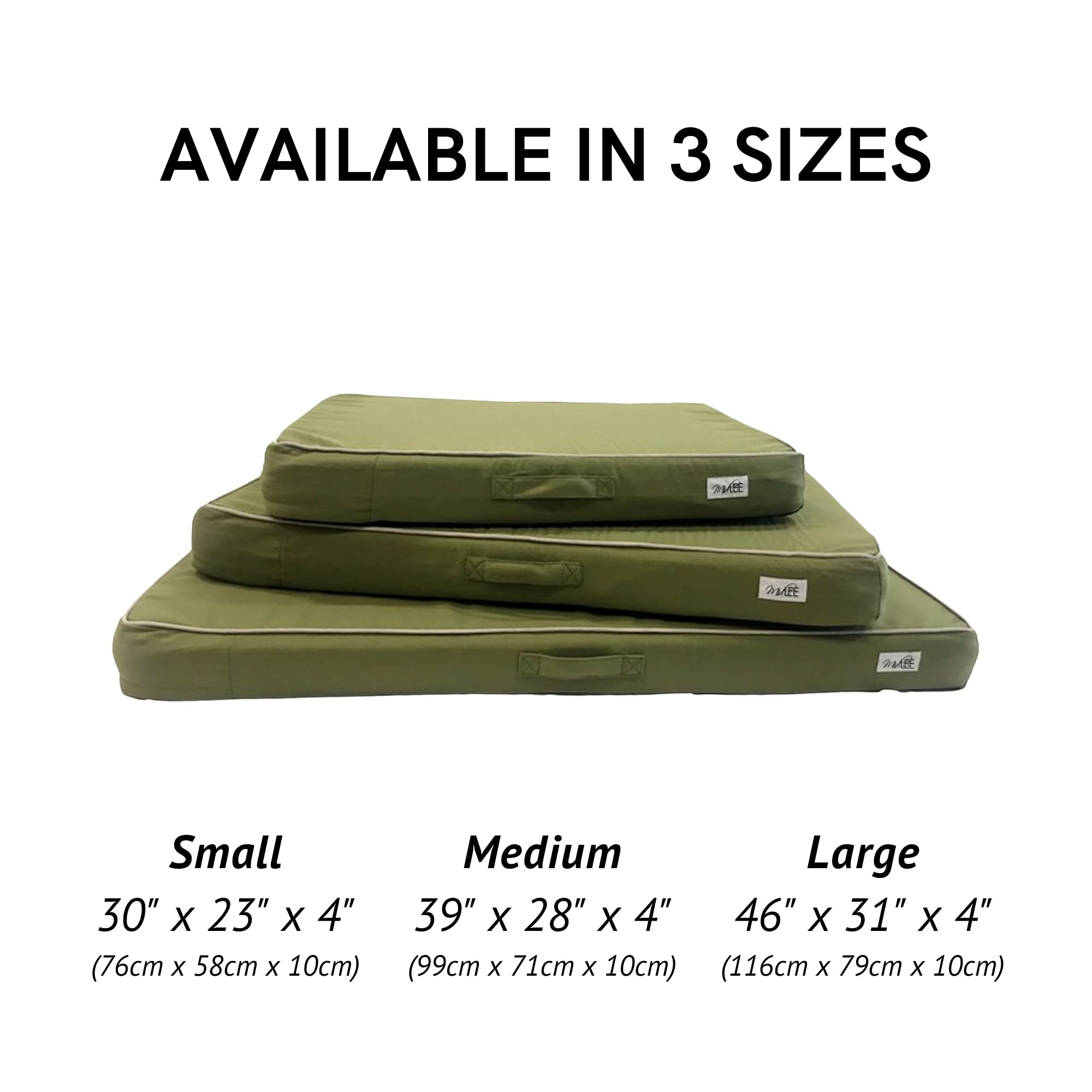 Midlee Outdoor Dog Bed for Small Dogs - Green Waterproof Foam Pad with Removable & Washable Cover - Perfect for Patio, Camping, and Backyard Use