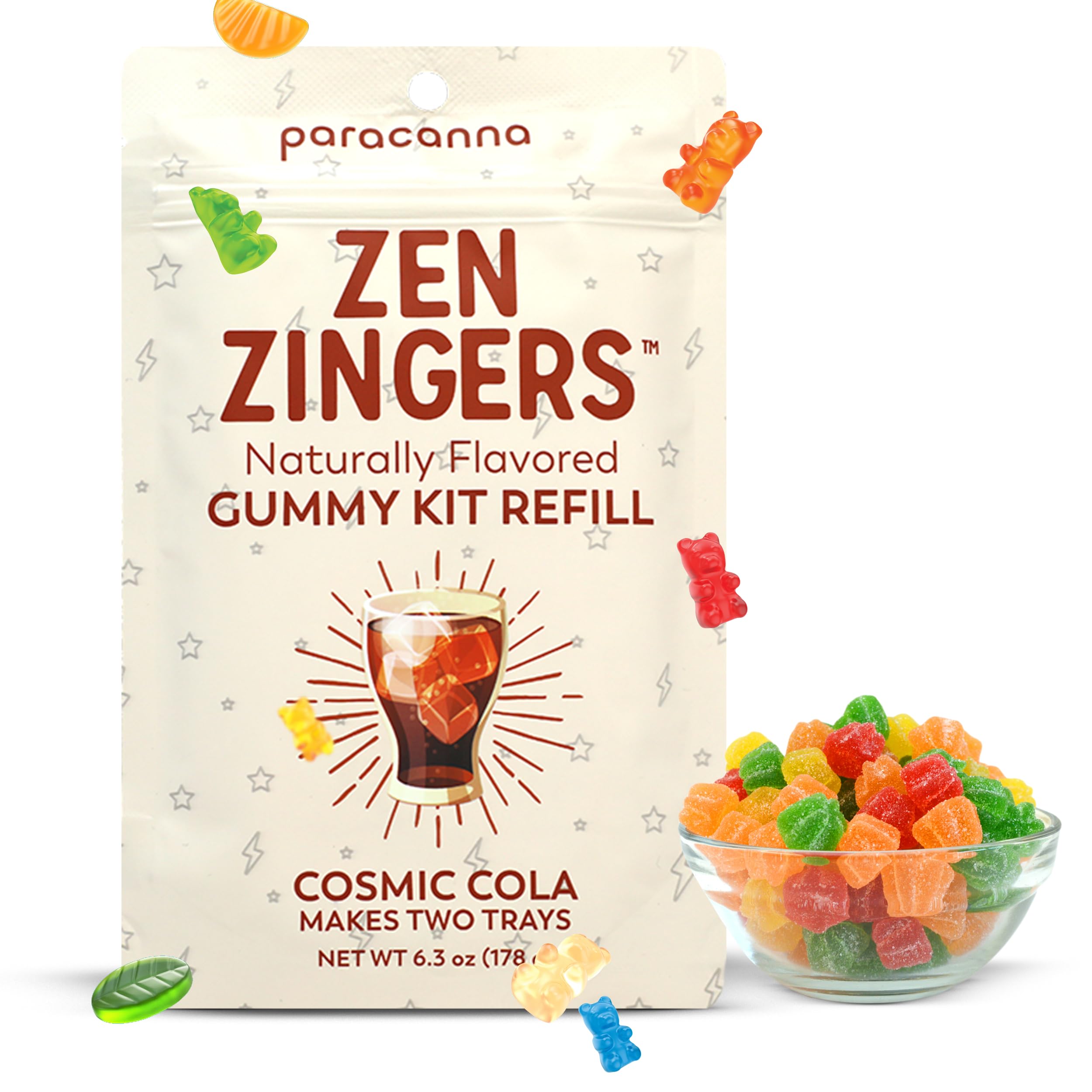 Paracanna Gummy Making Refill Kit - DIY Jelly Beans, Gummy Bears & Candy Bars (178g) | Bulk Candy Supplies for Birthday Parties, Valentine's Day Treats & Gummy Cake Decorations | Create Custom Gummy Worms, Bears & More at Home