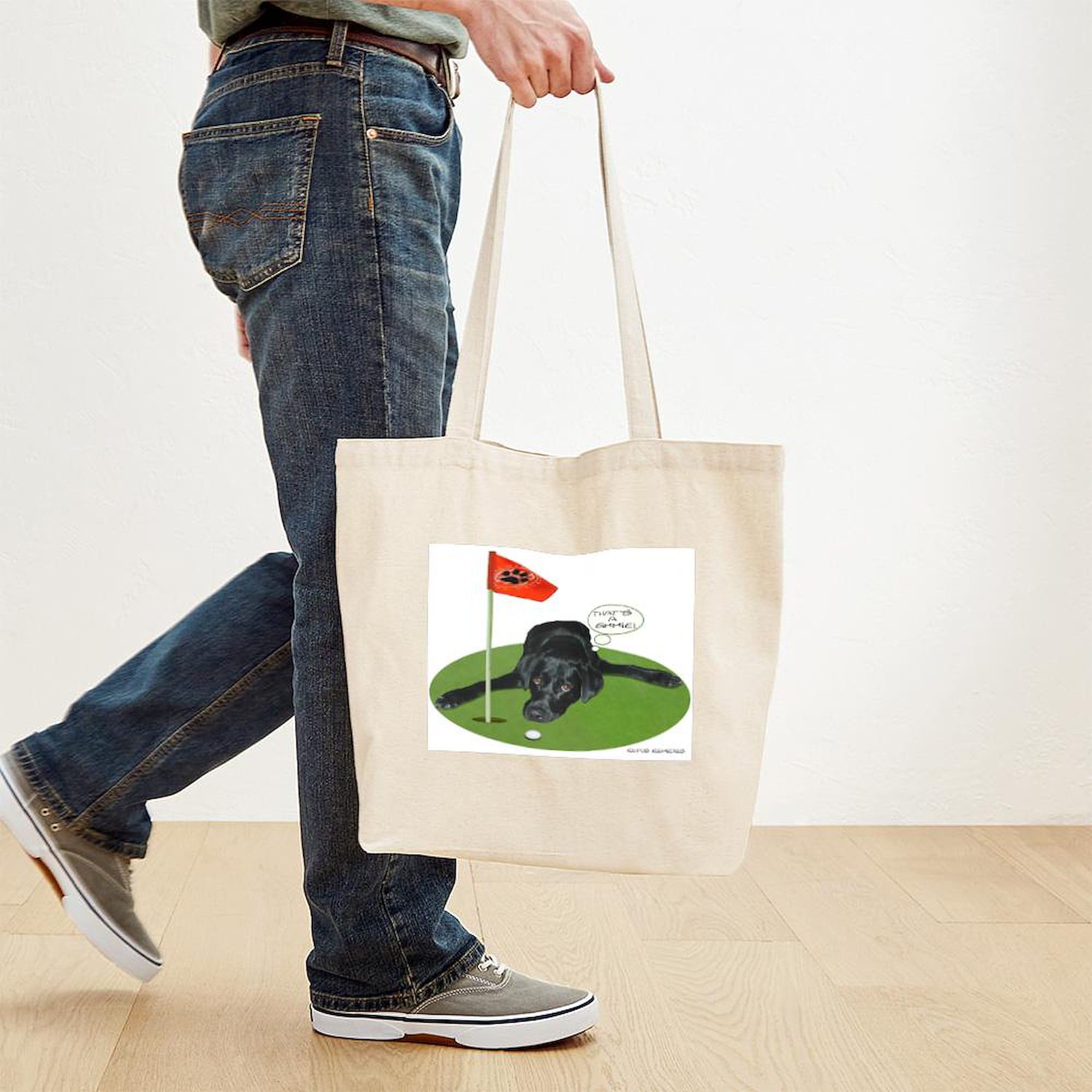 Black Lab Golfer Canvas Tote Bag - Eco-Friendly Reusable Shopping Bag for Golfers & Dog Lovers | Perfect for Groceries, Beach Trips & Daily Use