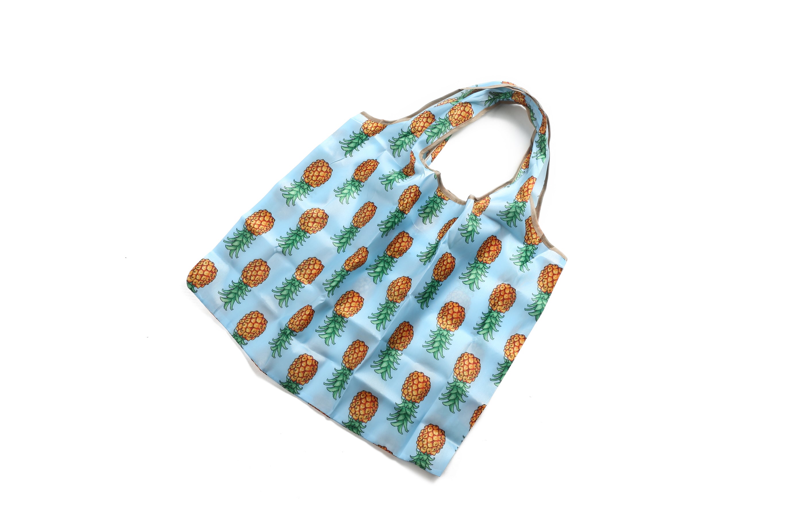 Jackie Pineapple Sky Blue Foldable Bag - Stylish & Portable Handbag for Travel, Shopping, and Everyday Use