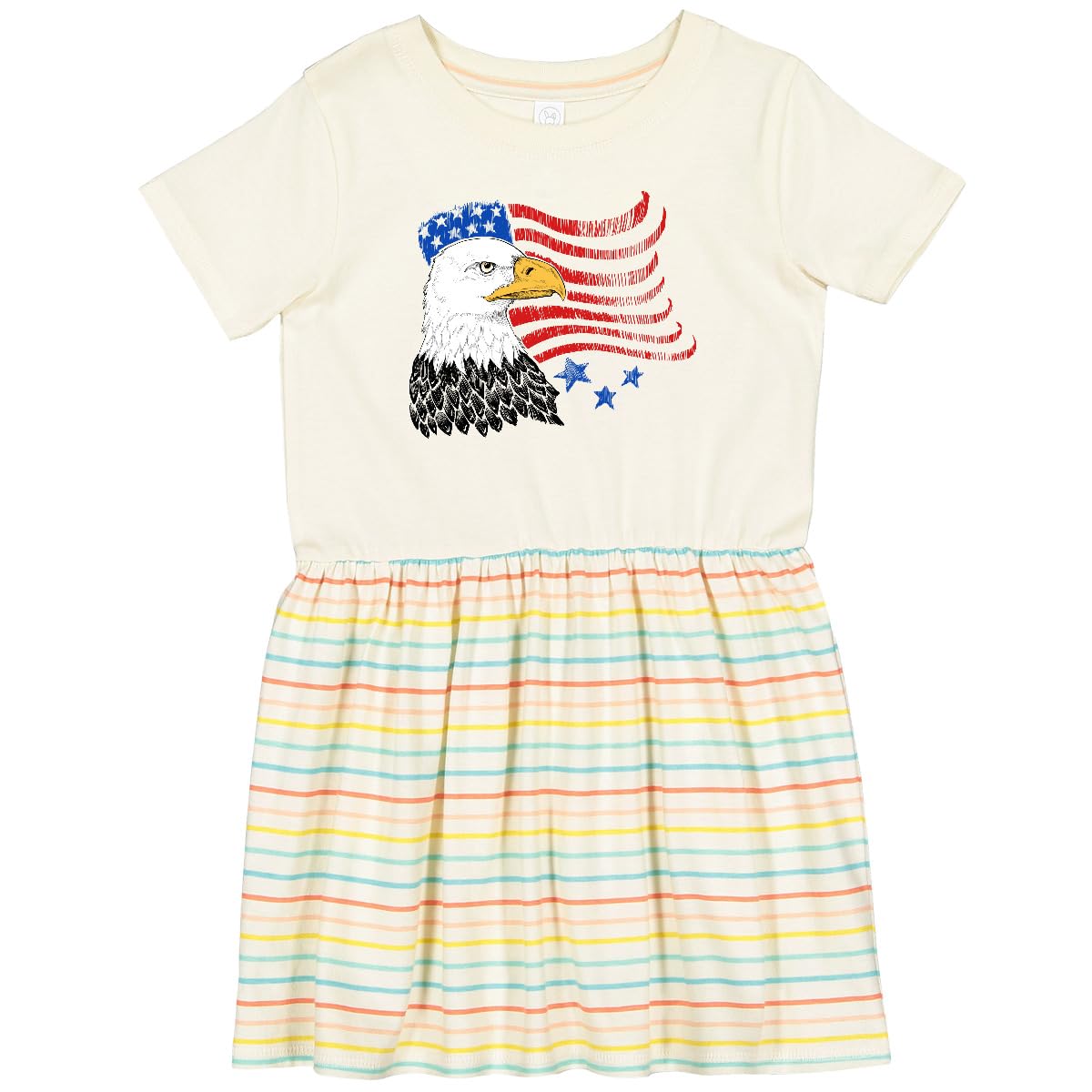 Inktastic American Bald Eagle and Flag Sketch Style Toddler Dress - Patriotic Baby Clothes for 4th of July, Memorial Day & Independence Day Celebrations