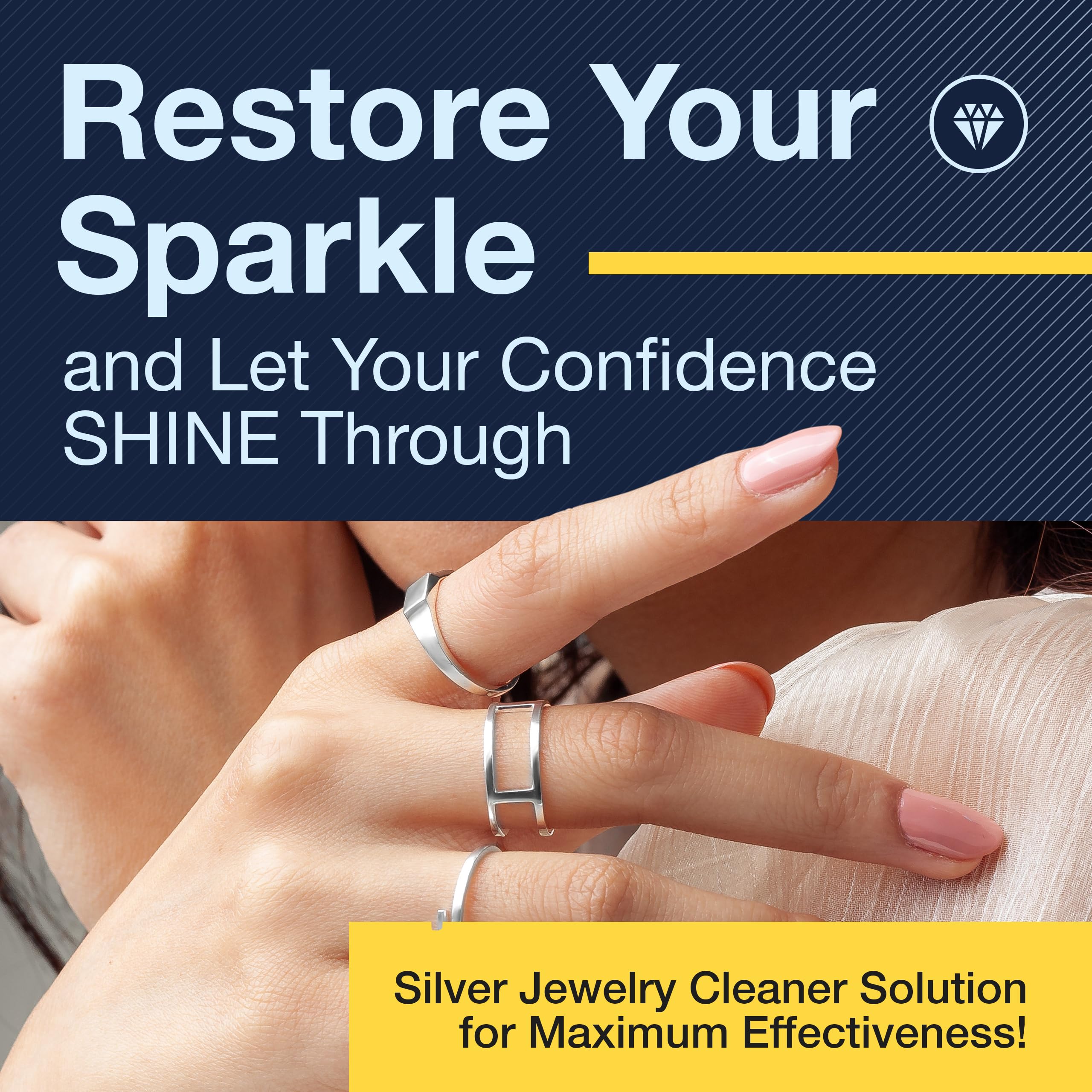 Gentle Jewelry Cleaner Solution - Safe for Gold, Silver, Diamonds & Fashion Jewelry | Ammonia-Free, Non-Toxic Cleaning Liquid | Made in USA (6 oz) | Perfect for Rings, Earrings, Necklaces & Bracelets at Home or Travel