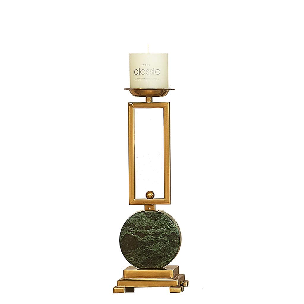 Modern Golden Marble Metal Candle Holder Stand for Pillar Candles - Rectangle Turned Column Candlestick (Size S) | Perfect for Home Decor, Wedding Centerpieces & Romantic Dinner Settings