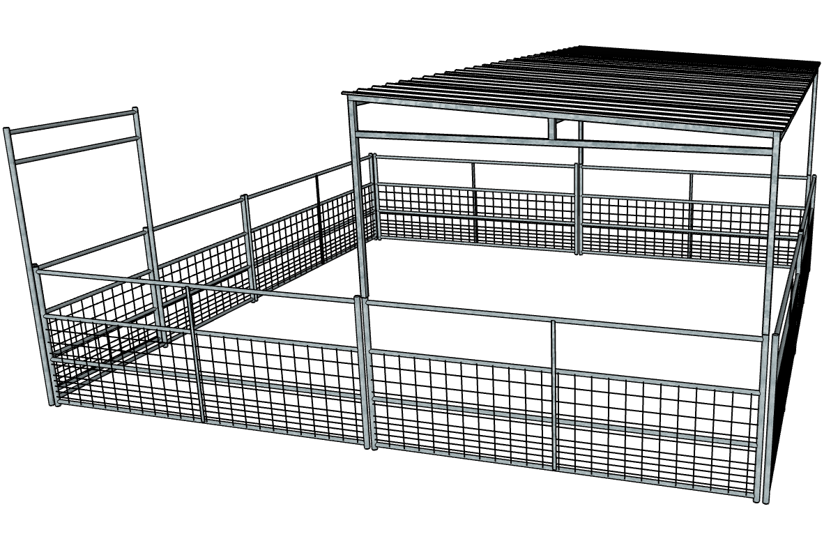 20 Ft x 20 Ft Galvanized Steel 4-Rail Horse Stall Kit with Mesh Panels & Roof - Durable Stable Shelter for Horses, Livestock & Farm Animals