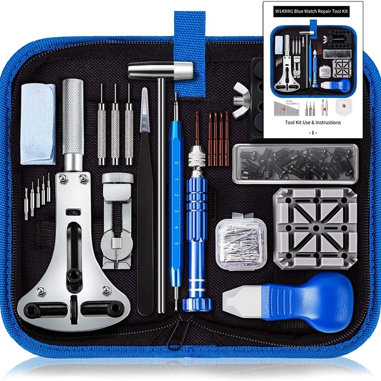 147-Piece Professional Watch Repair Tool Kit - Complete Watch Disassembly Set with Precision Tools for Watchmakers & DIY Enthusiasts | Perfect for Watch Battery Replacement, Band Adjustment & Home Repairs