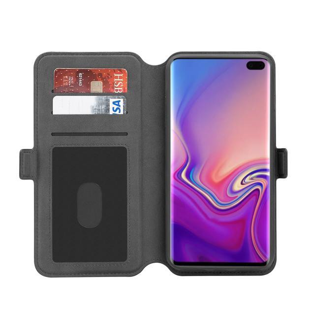 3sixT NeoWallet for Samsung Galaxy S10+ - Slim RFID Blocking Leather Wallet Case with Card Slots (Black) | Perfect for Everyday Use, Travel & Contactless Payment Protection