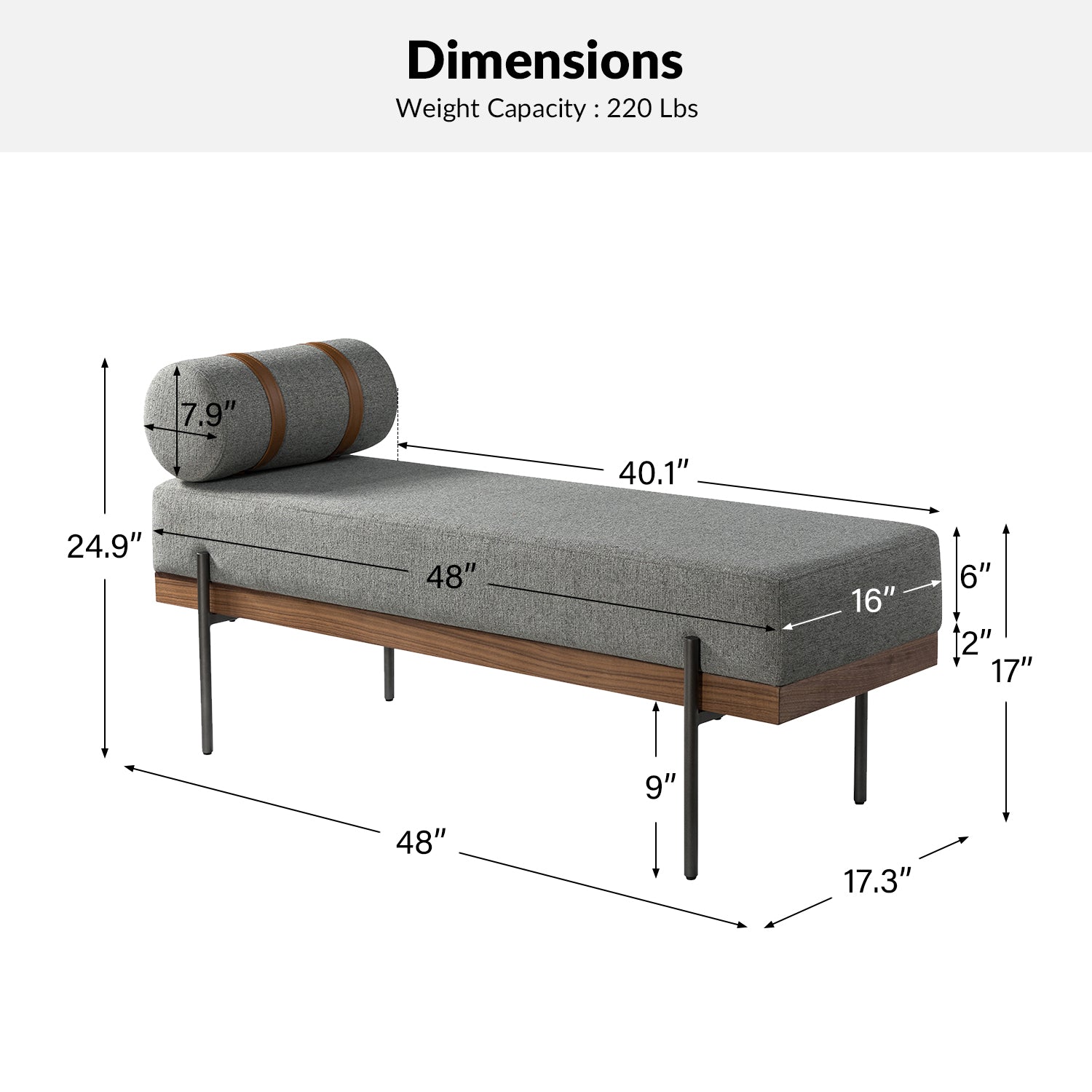 Gabril Bench - Modern Wooden Bench with Cushion, Sturdy & Comfortable Seating for Living Room, Bedroom, Entryway, and Outdoor Use