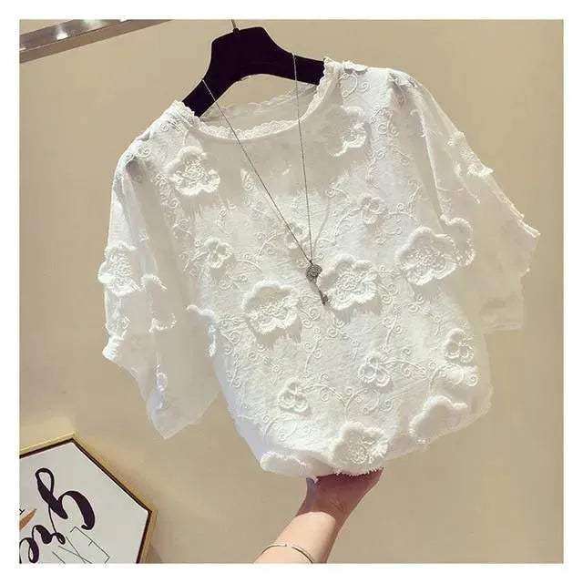 Odeya Floral Blouse for Women - Elegant O Neck Top with Floral Print - Perfect for Office, Party & Casual Wear