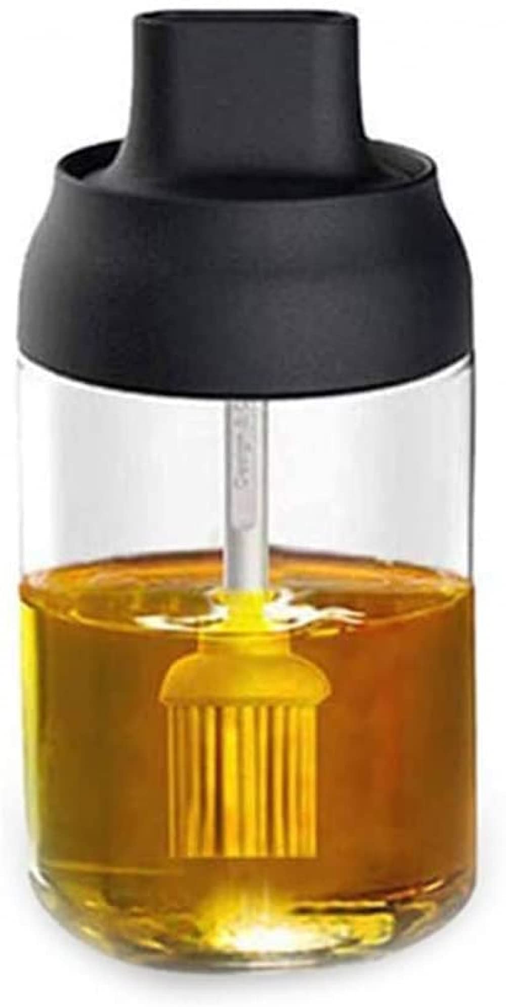 Oil Sealed Glass Seasoning Bottle with Brush - Perfect for Grilling, Salad Making, Cooking, Baking & Roasting - Ideal for Kitchen, BBQ & Outdoor Cooking (1pc)