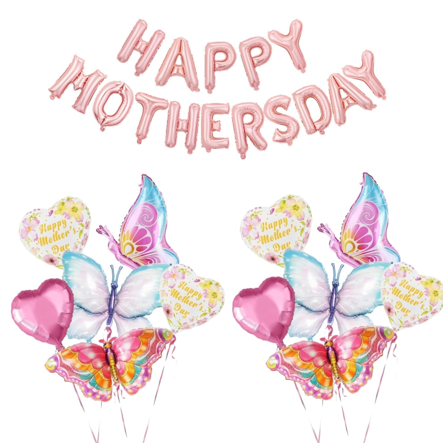 16 Inch Best Mom Ever Balloon Set - Happy Mother's Day Birthday Party Decorations (Blue Butterfly Design) - Perfect for Mother's Day Celebrations, Baby Showers, and Family Gatherings
