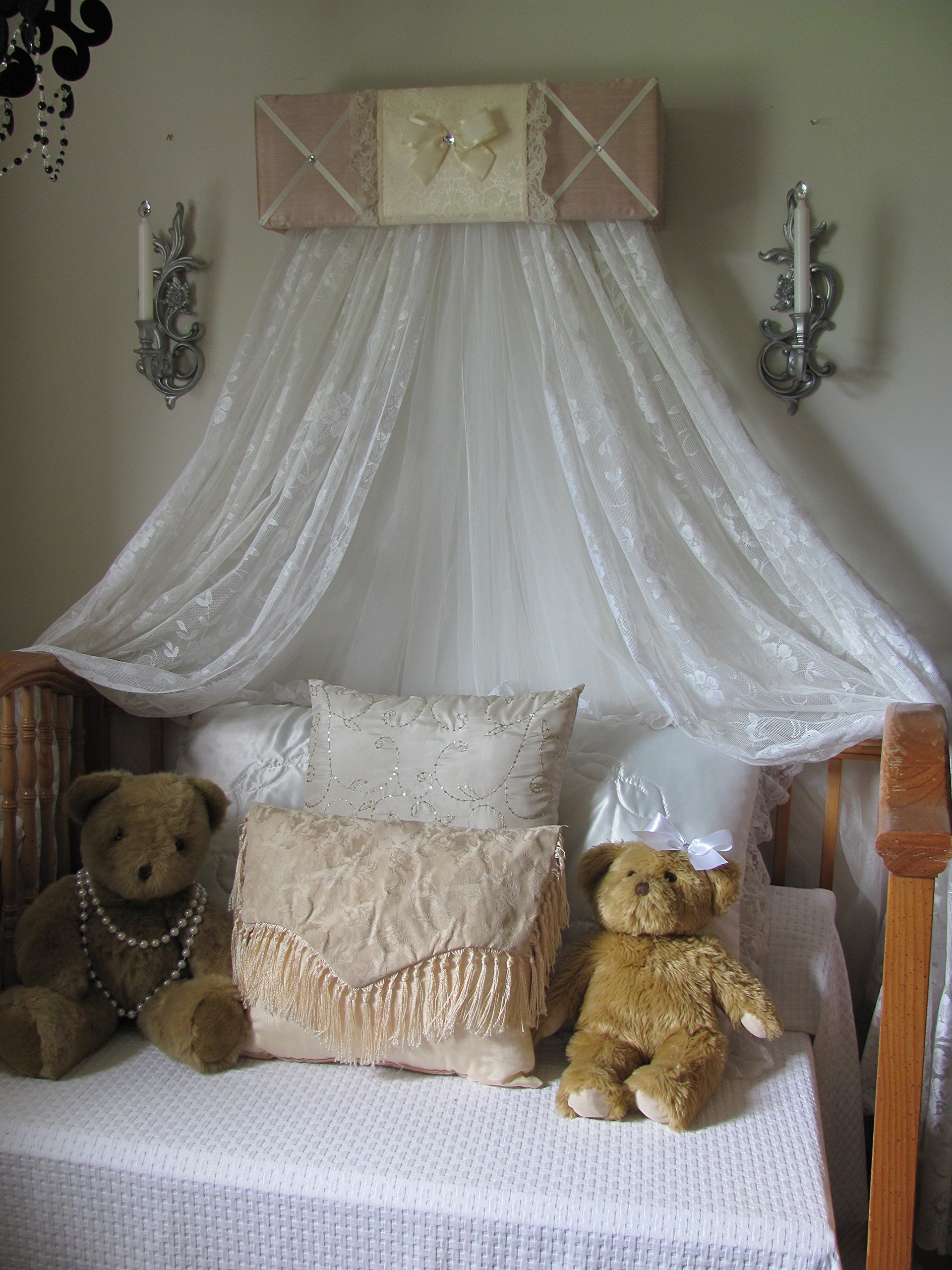 So Zoey Boutique Custom Designed Neutral Padded Canopy - Taupe Ivory Cream Bedroom Decor for Nursery, Wedding, or Boho Chic Bedroom