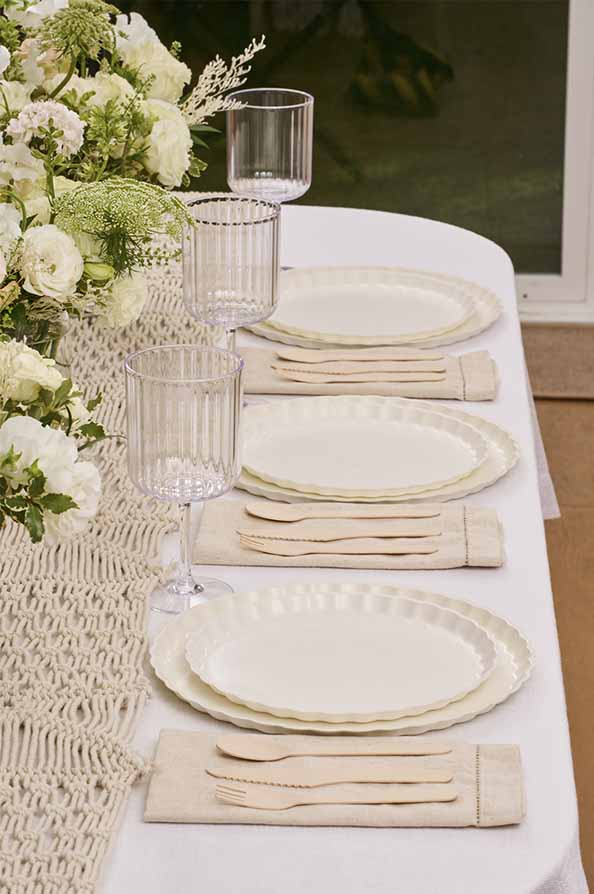 Eco-Friendly Salad Plates Set of 8 - White Compostable Dinnerware for Parties, Picnics & Sustainable Dining | Biodegradable Disposable Plates for Home & Restaurant Use