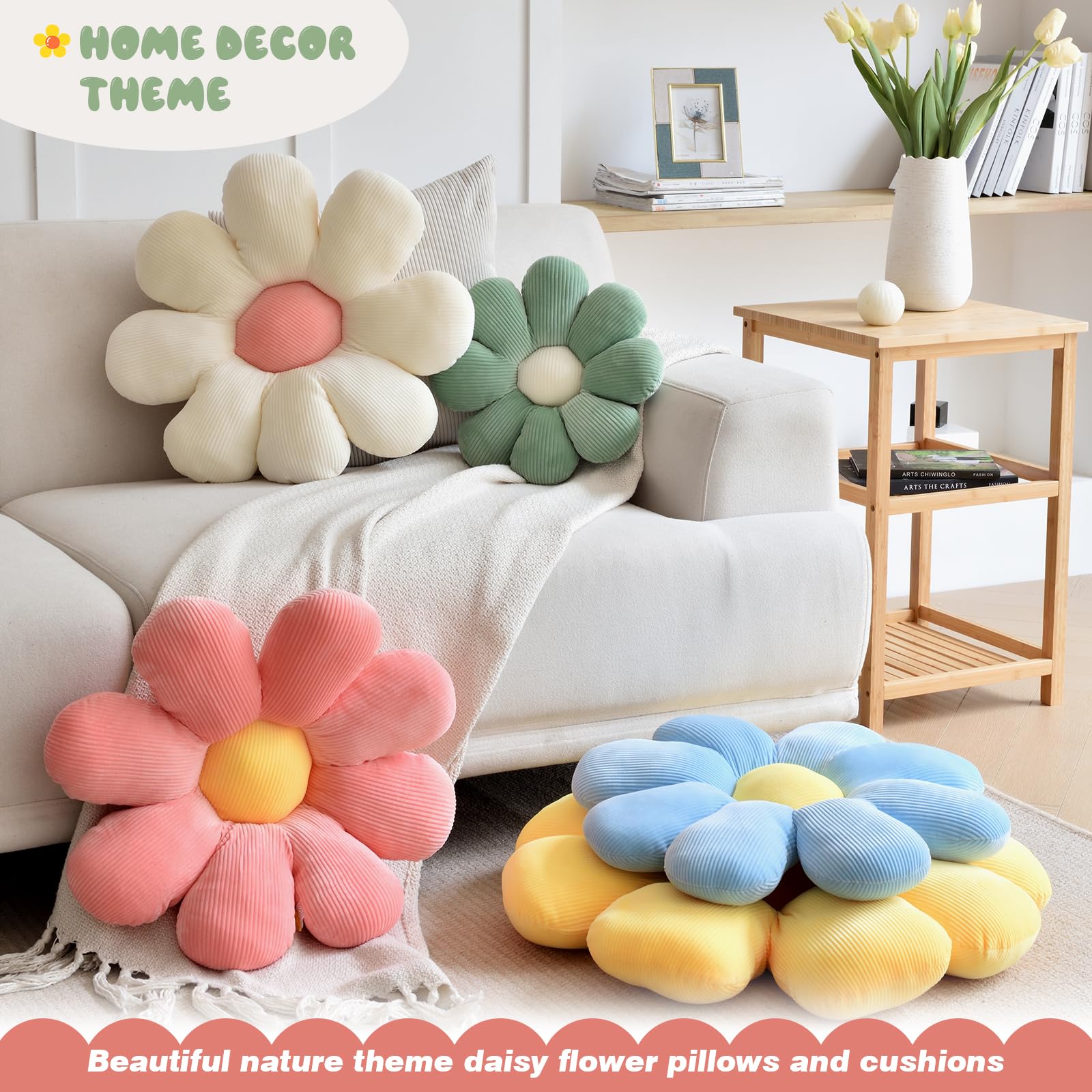 Daisy Flower Pillow - 21.6