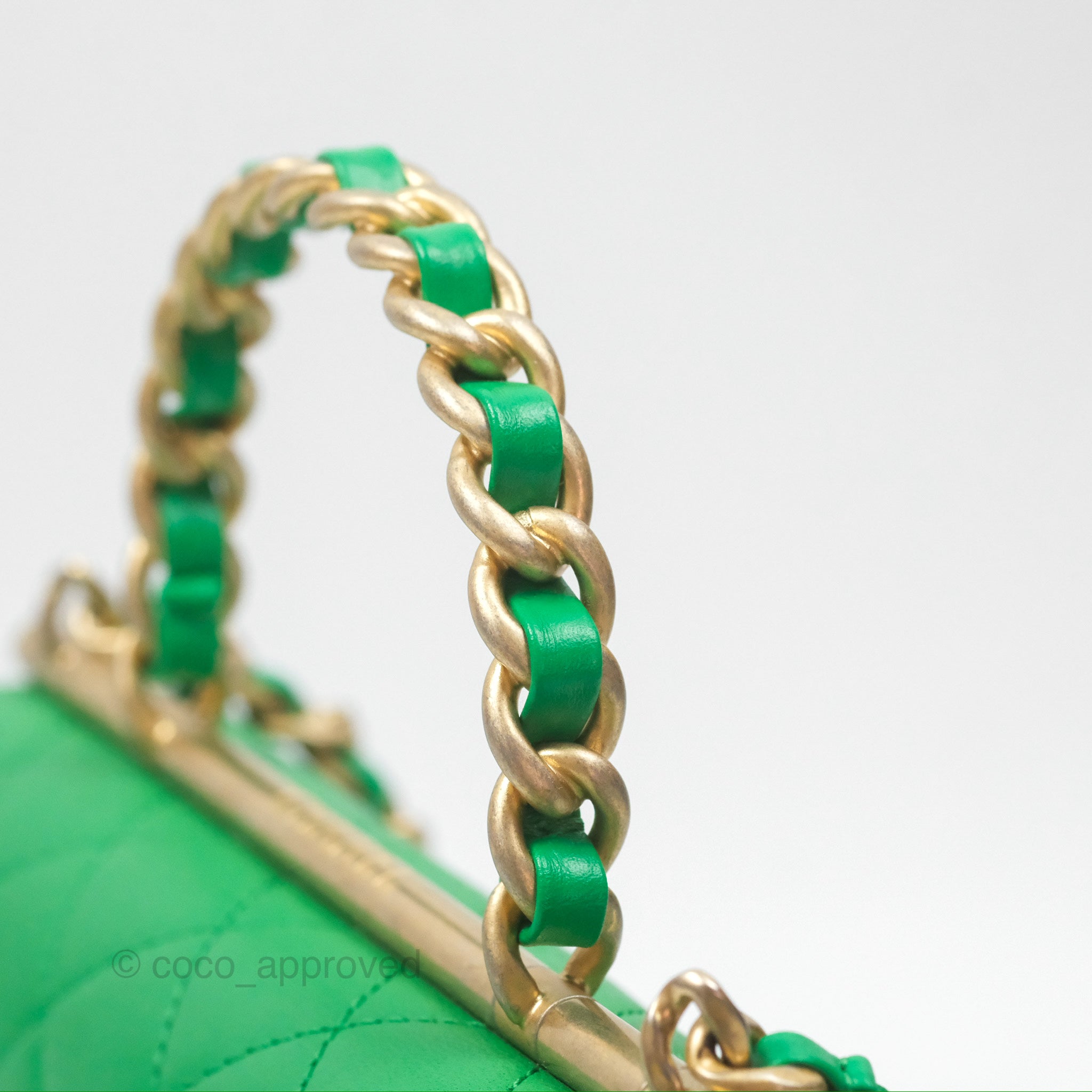 Chanel CC Quilted Flap Bag With Top Handle - Green Calfskin Leather Crossbody Bag with Gold Hardware | Luxury Designer Handbag for Women, Perfect for Date Night & Special Occasions